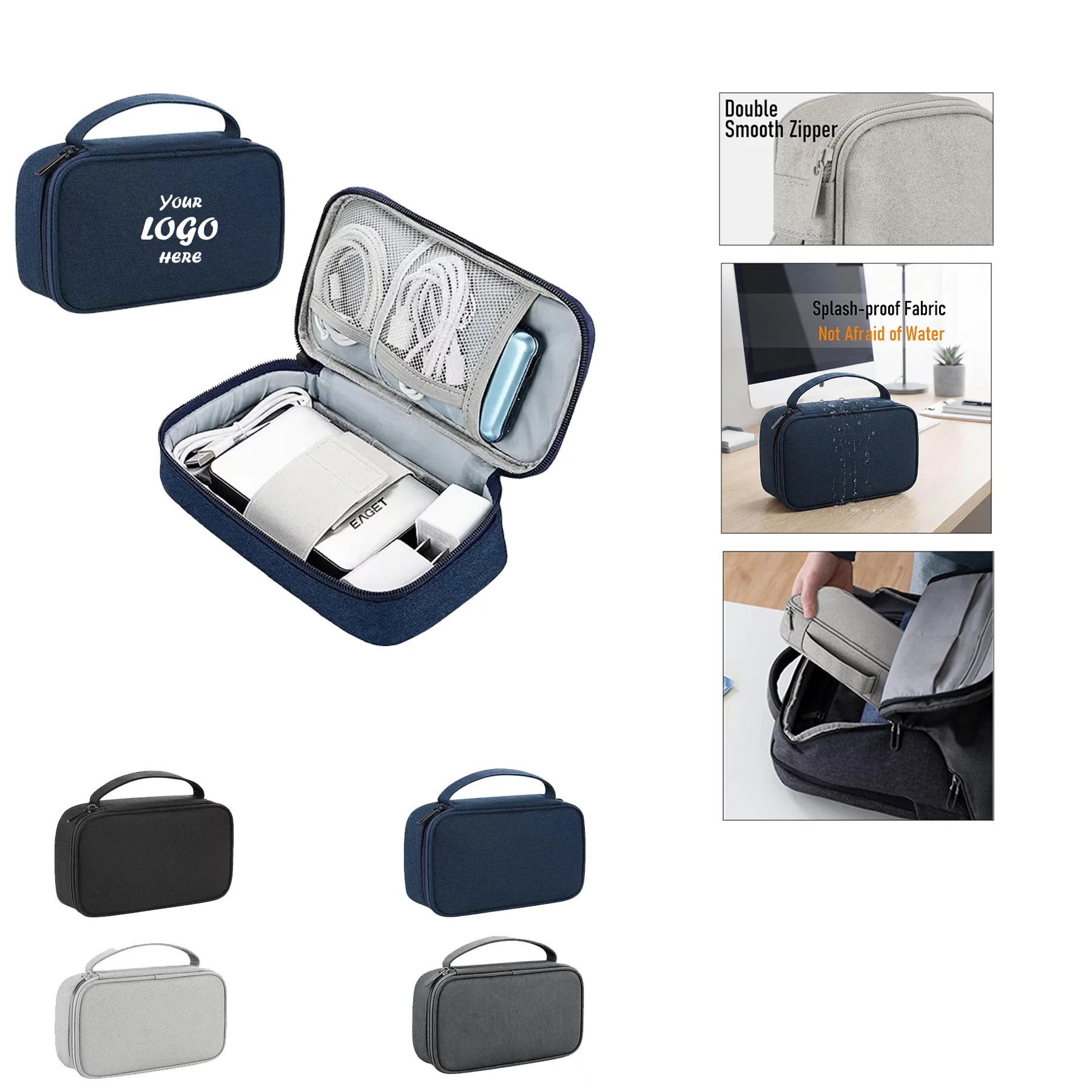 Travel Electronics Organizer Pouch For Cables And Tech