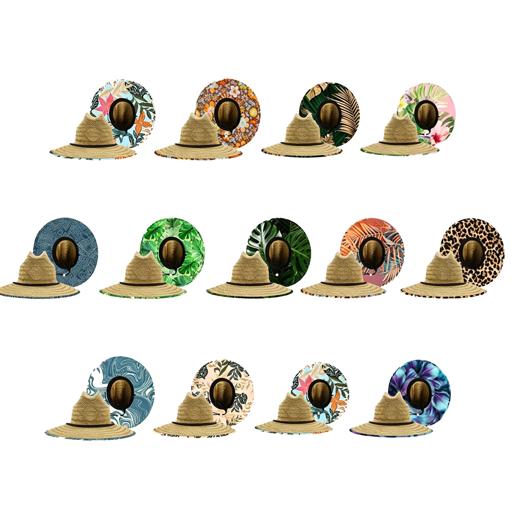 Custom Straw Lifeguard Hat With Full Color Under Brim - Image 3
