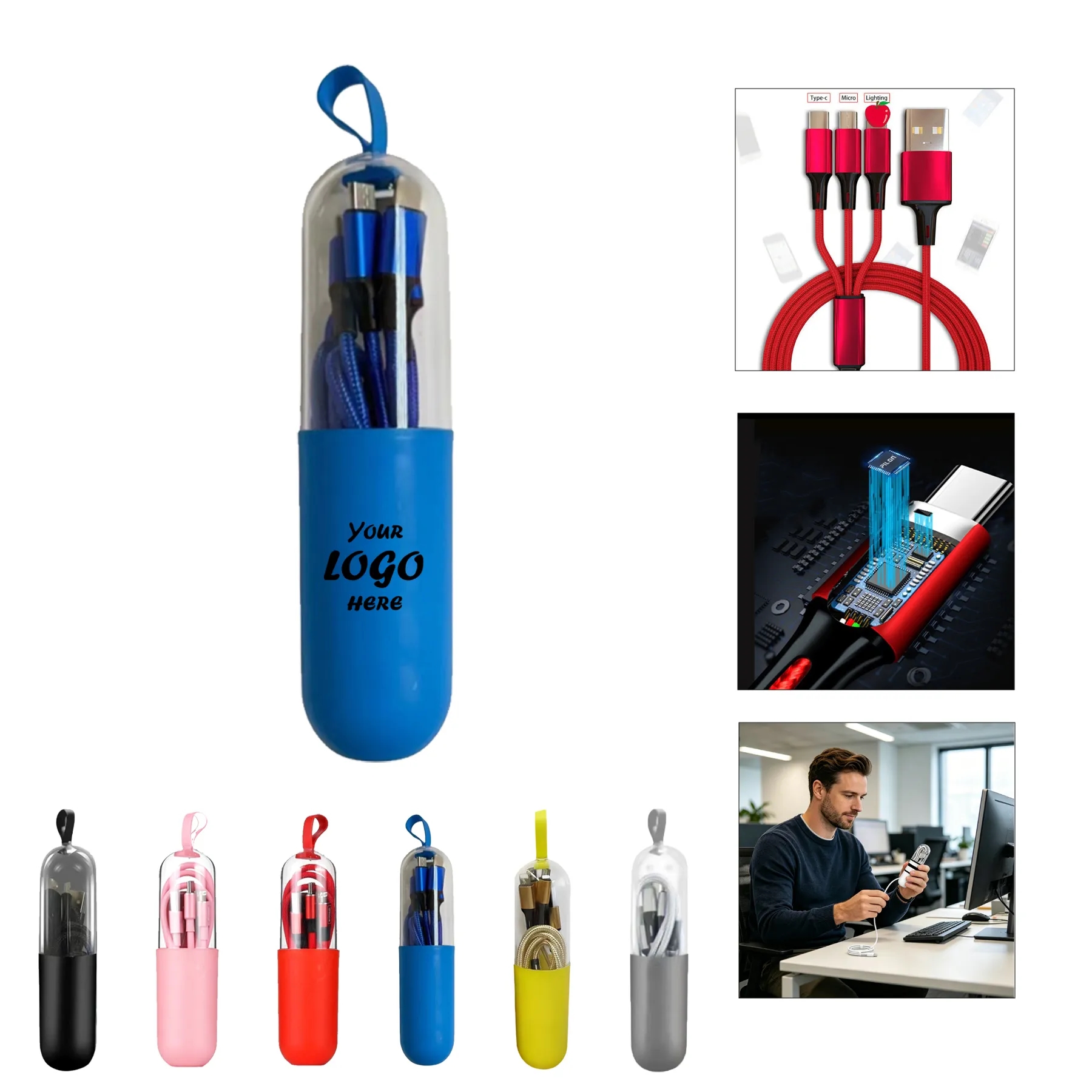 Three In One USB Charging Cable Adapter For Devices