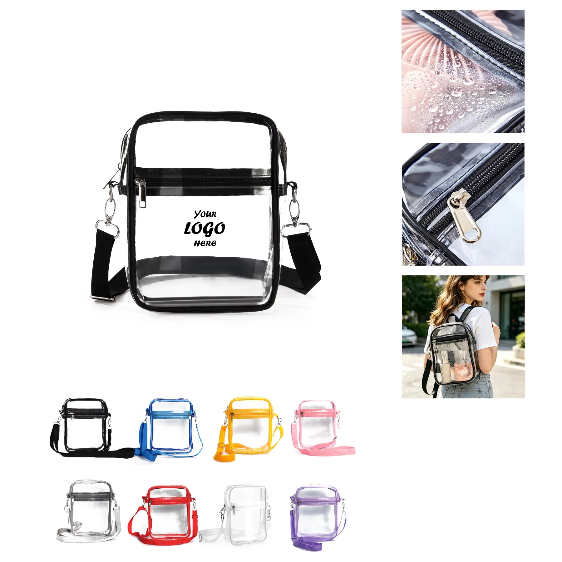 Clear PVC Stadium Crossbody Bag With Shoulder Strap
