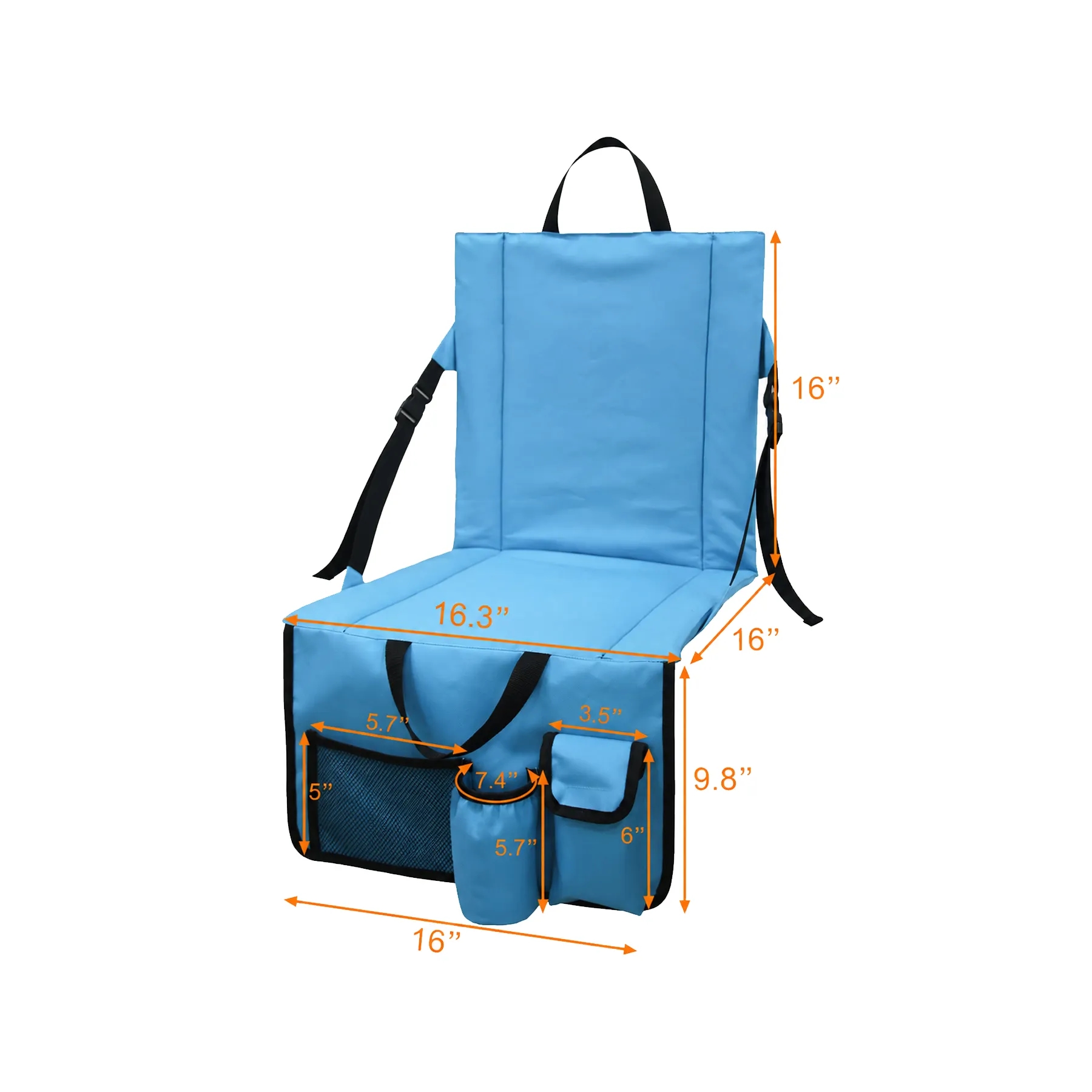 Folding Stadium Seat Cushion With Back And Cup Holder - Image 2
