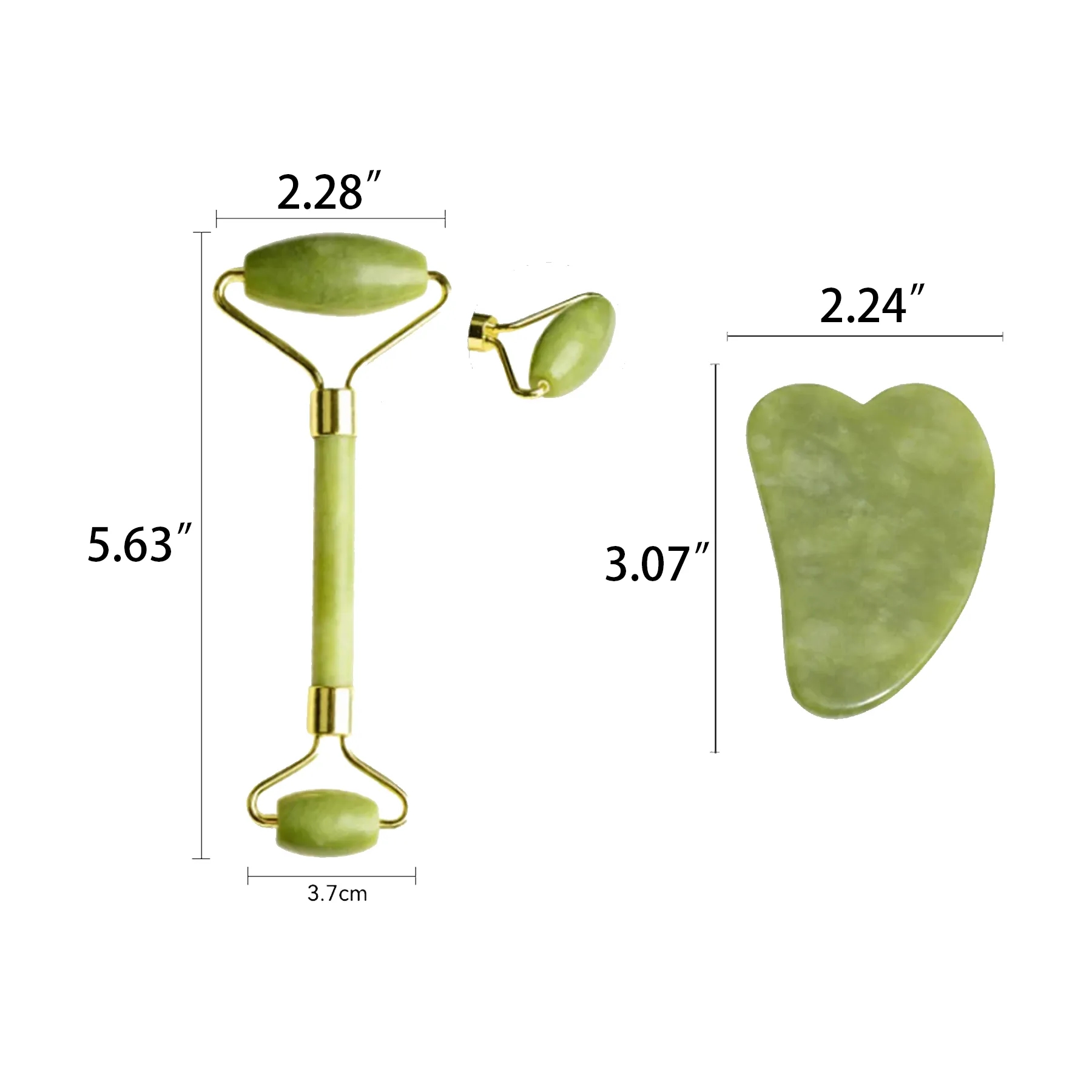 Natural Jade Facial Roller And Gua Sha Massage Tool Set - Image 2