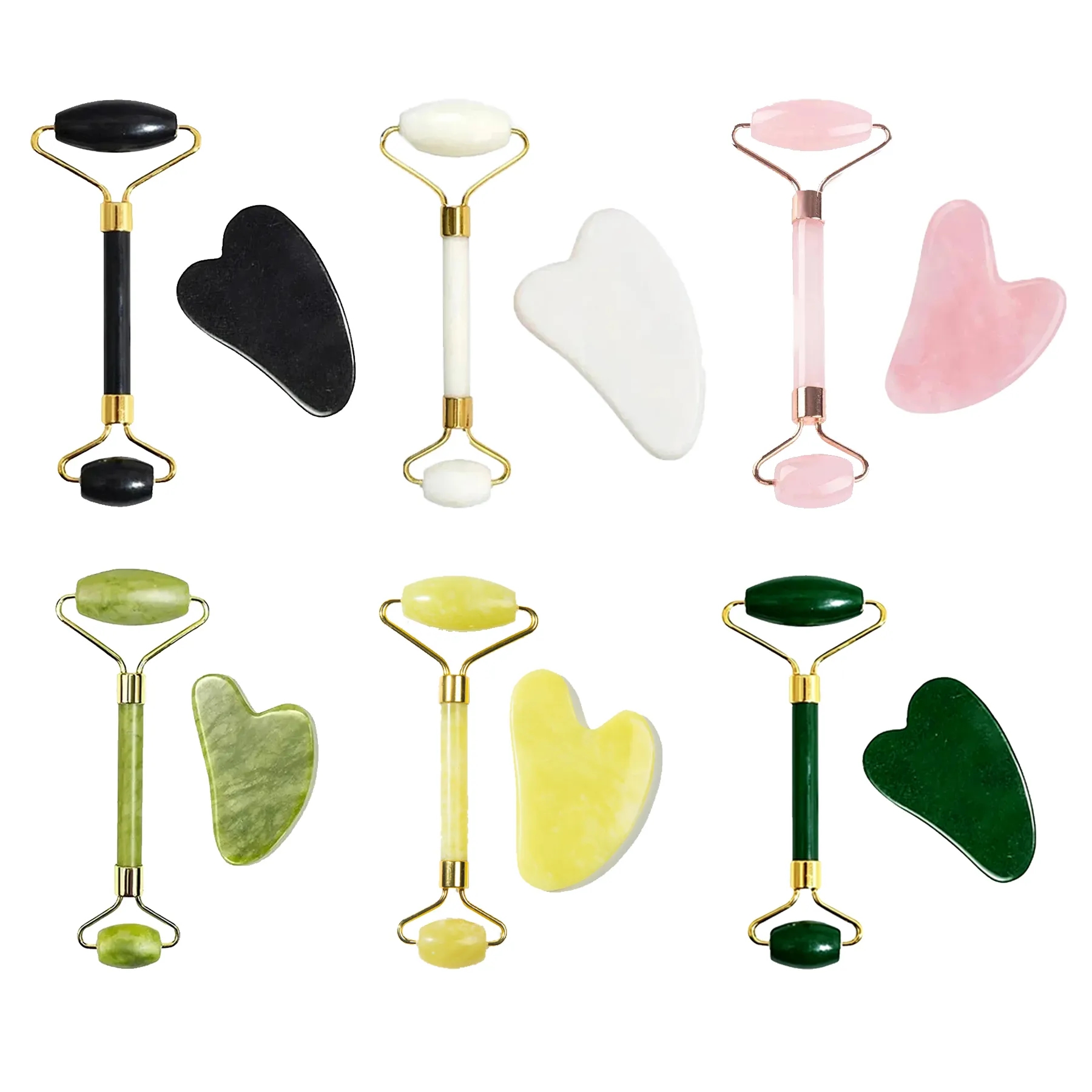 Natural Jade Facial Roller And Gua Sha Massage Tool Set - Image 3