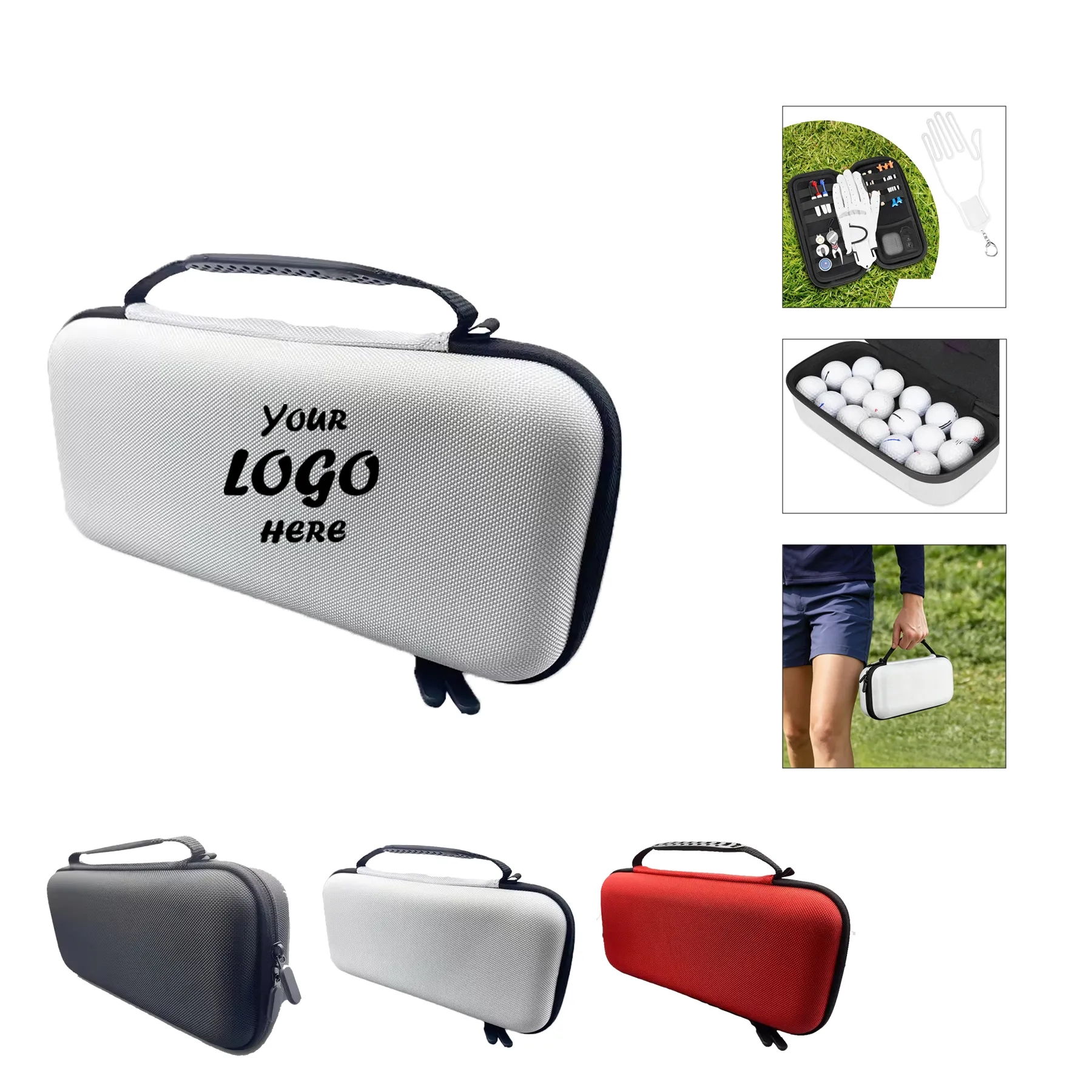 Hard EVA Golf Accessories Case With Dividers And Clip