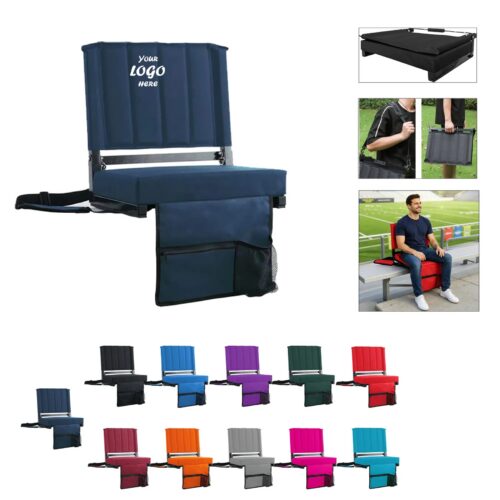 Padded Stadium Seat With Shoulder Strap And Cup Holder