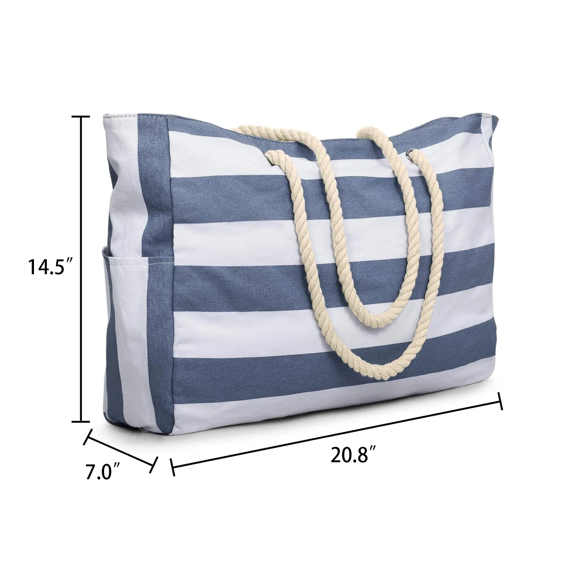 Waterproof Beach Tote Bag With Zipper And Bottle Pockets - Image 2