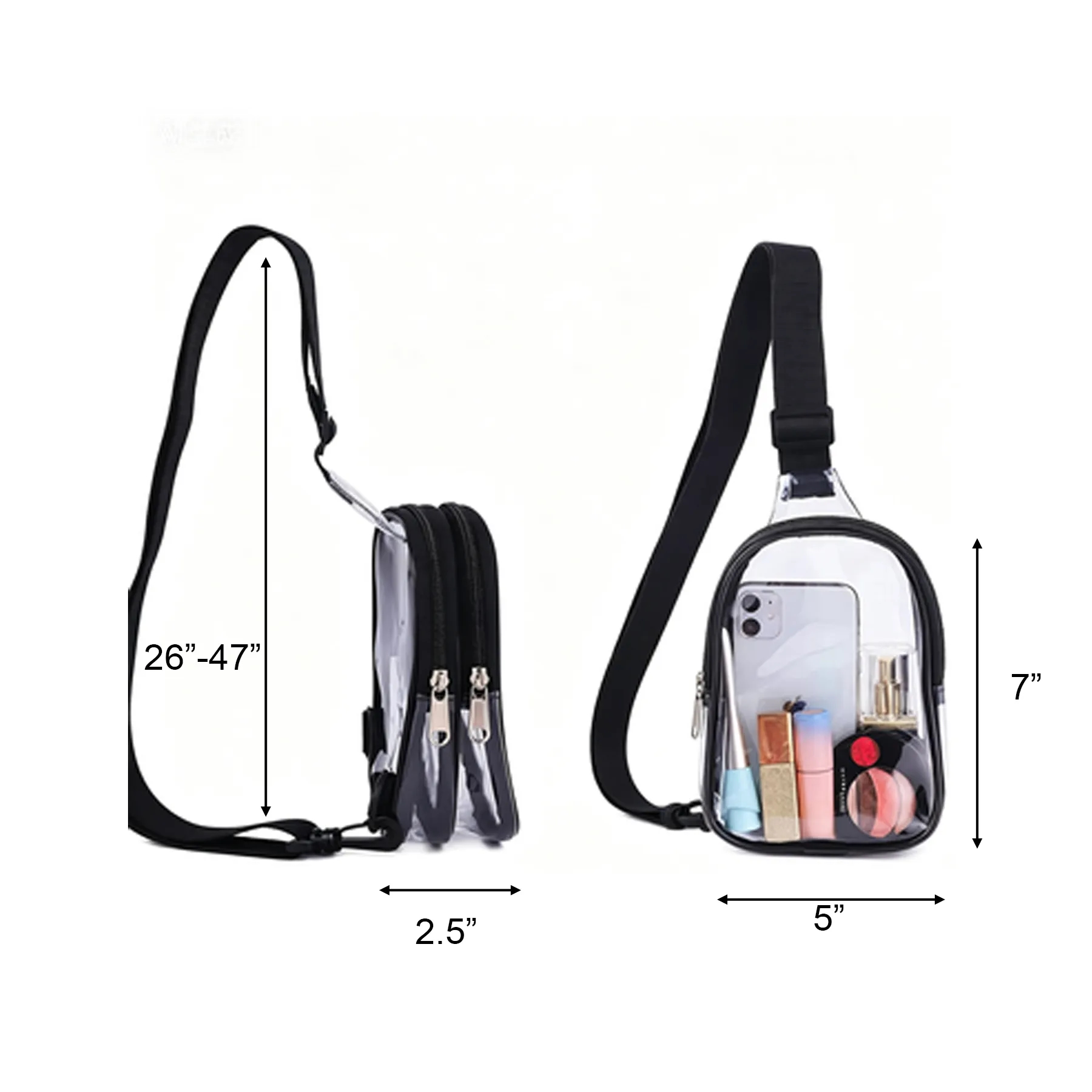 Clear Stadium Sling Bag With Adjustable Crossbody Strap - Image 2