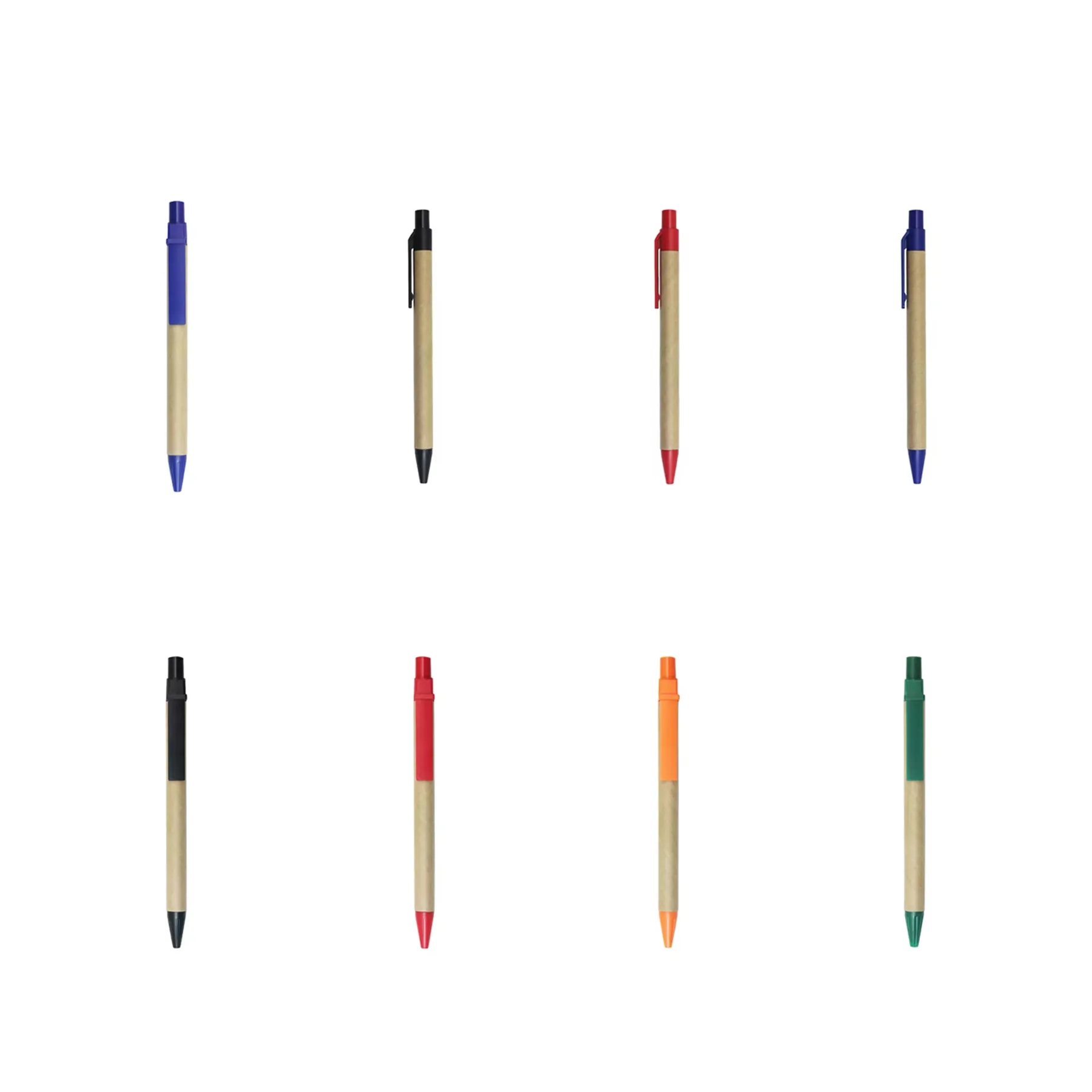 Kraft Paper Ballpoint Pen Set With Plunger Action Clip - Image 3