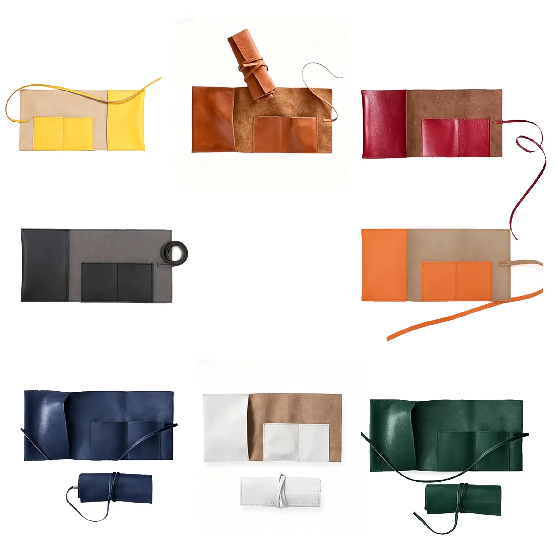 Travel PU Leather Cable Roll Organizer With Hand Strap - Image 3