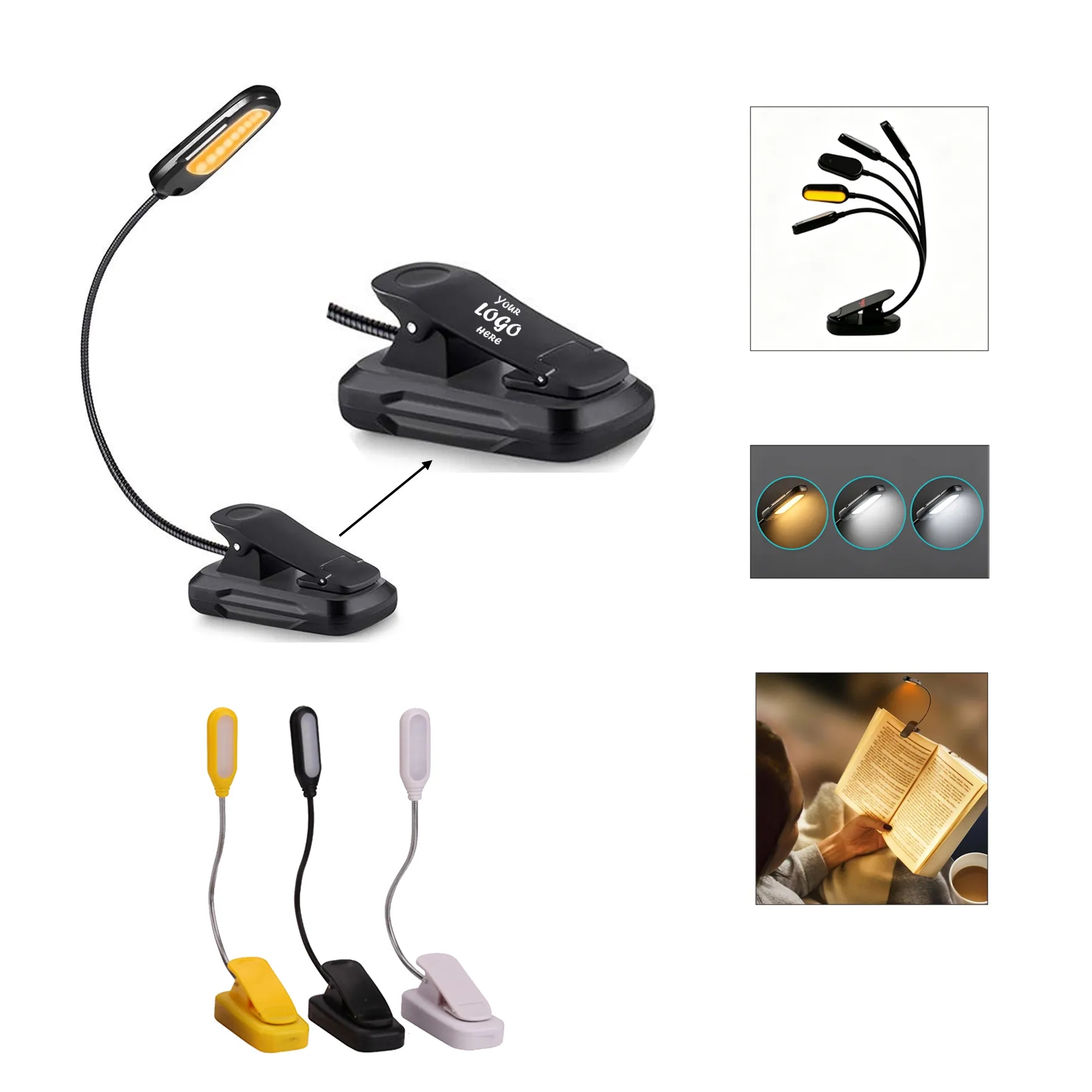 Rechargeable Gooseneck Book Light With Three Modes