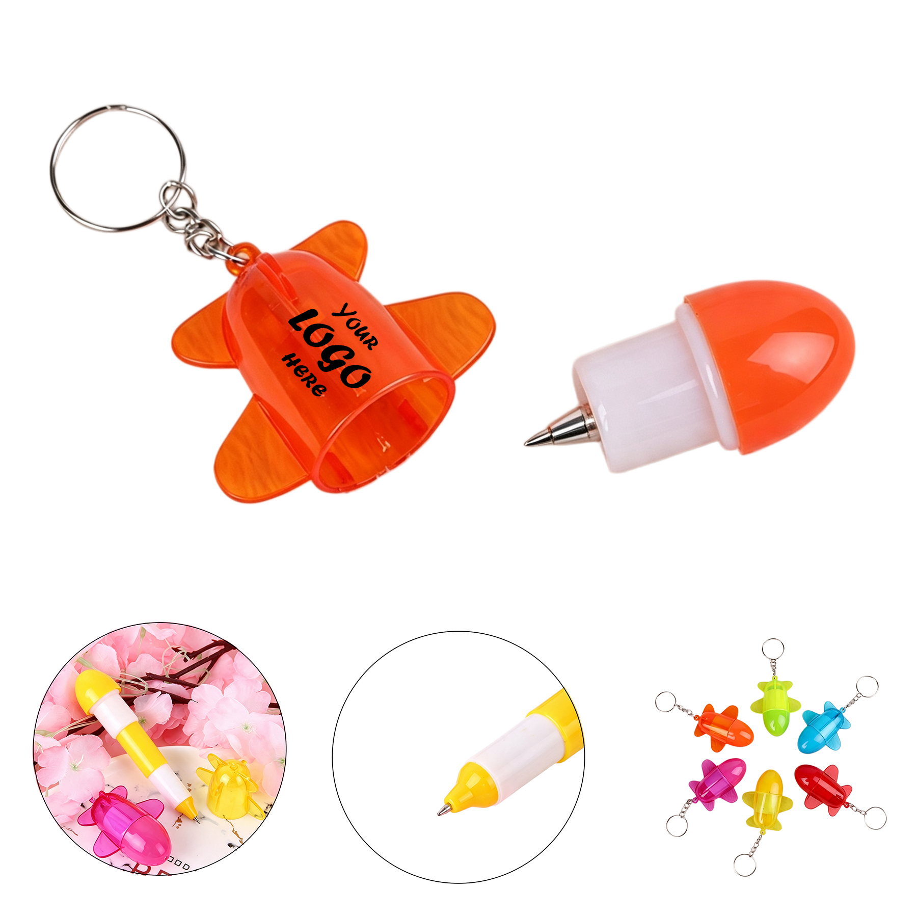 Mini Retractable Airplane Ballpoint Pen With Key Ring