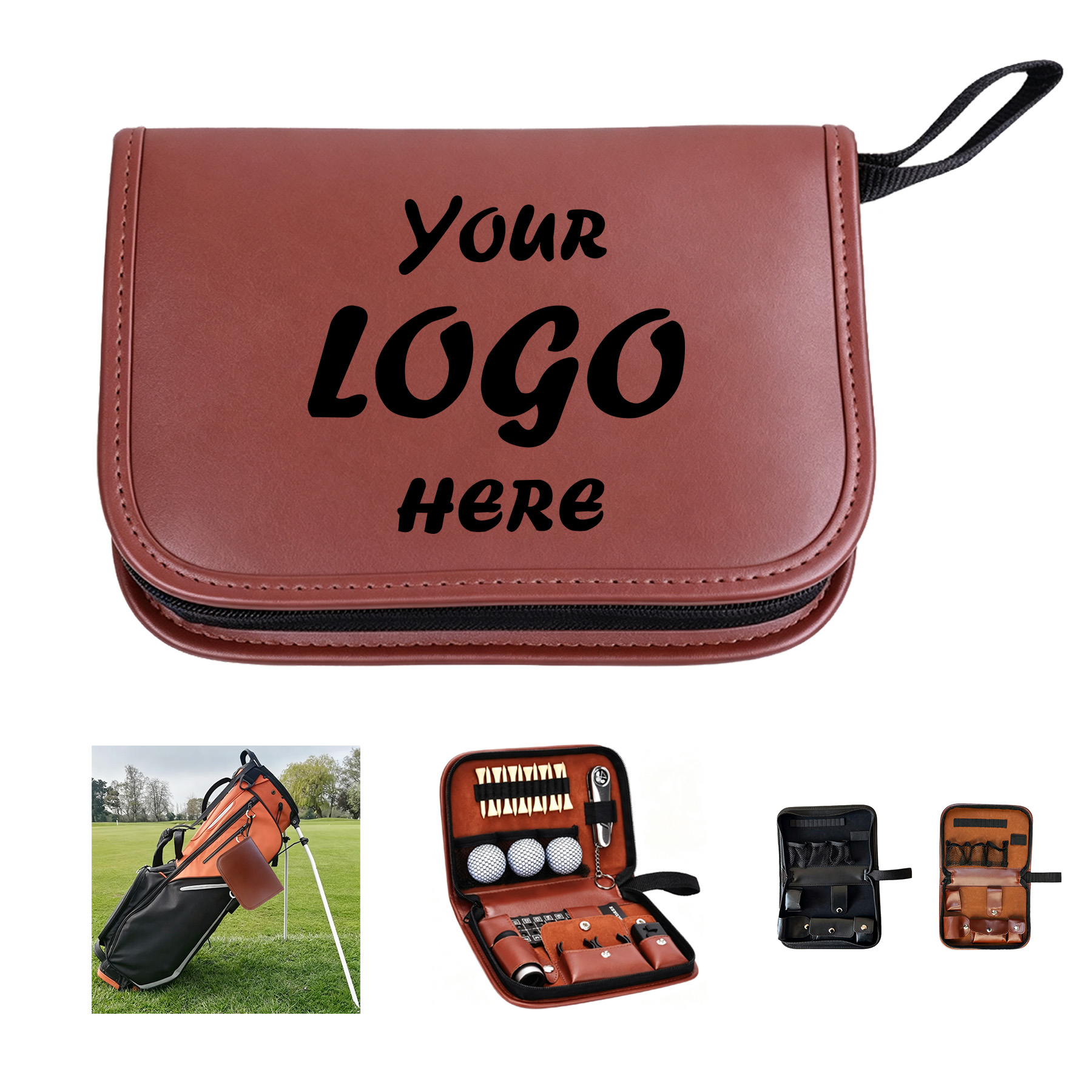 PU Golf Accessory Tool Bag With Tees And Balls Set