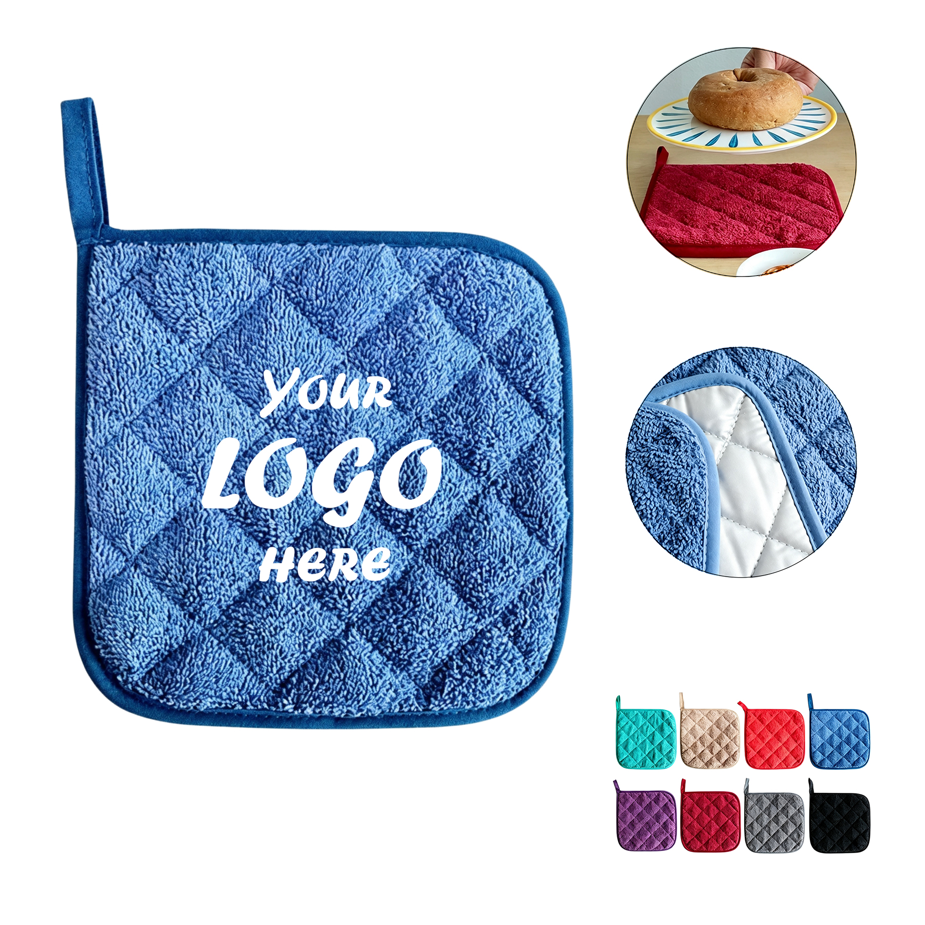 Heat-Resistant Cotton Terry Pot Holder With Hanging Loop - Image 2