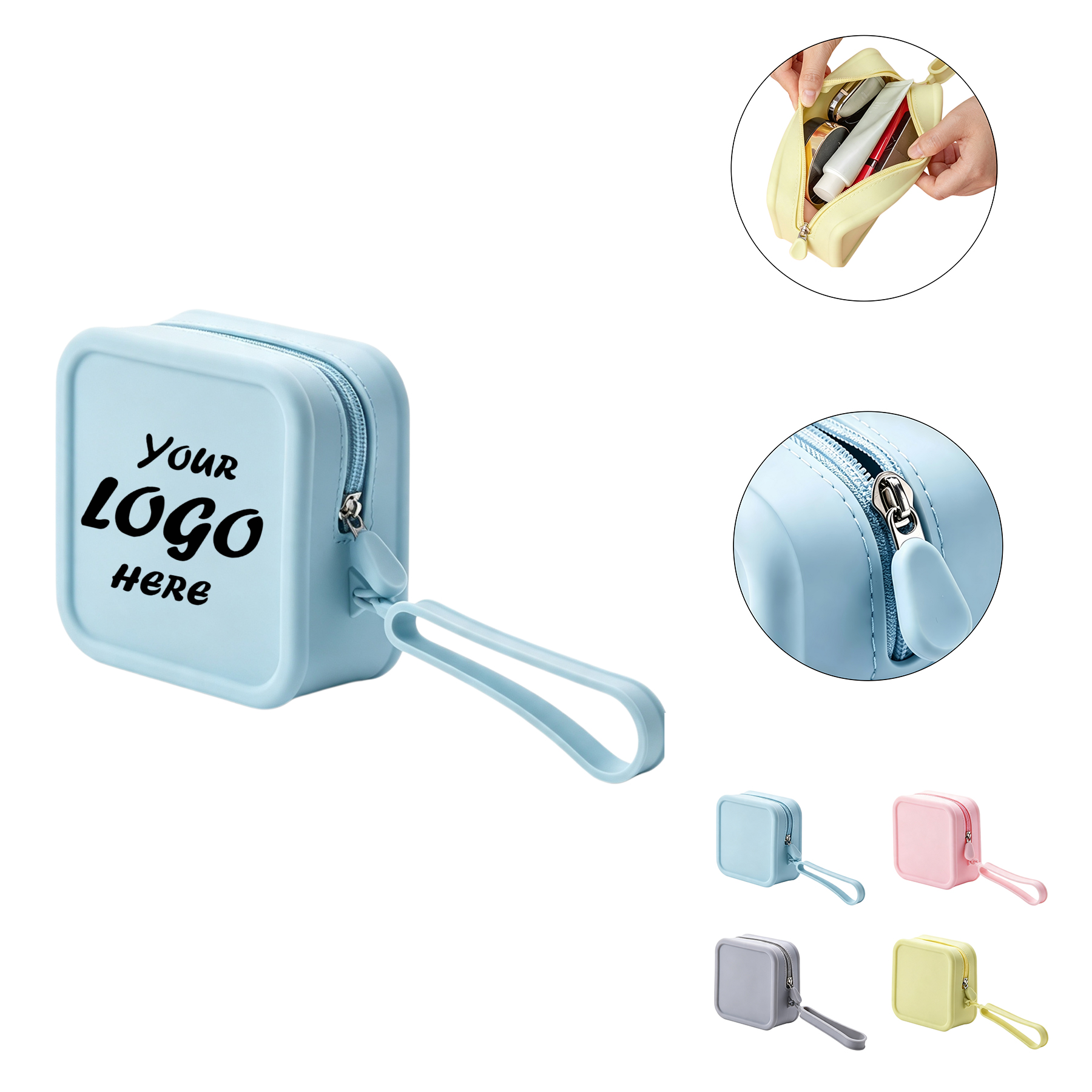 Portable Silicone Zipper Coin Purse With Wrist Strap - Image 2