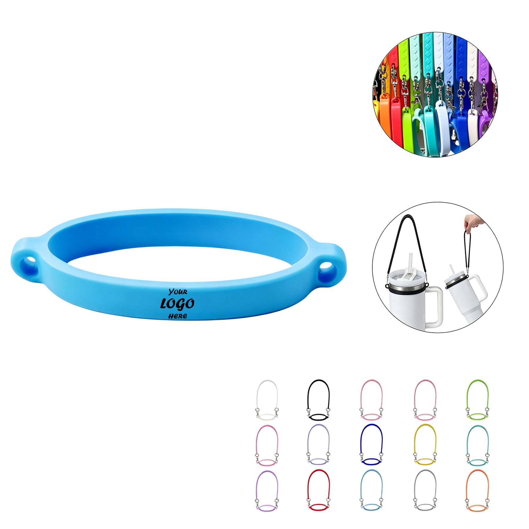 Silicone Water Bottle Carrier Strap With Safety Ring - Image 2