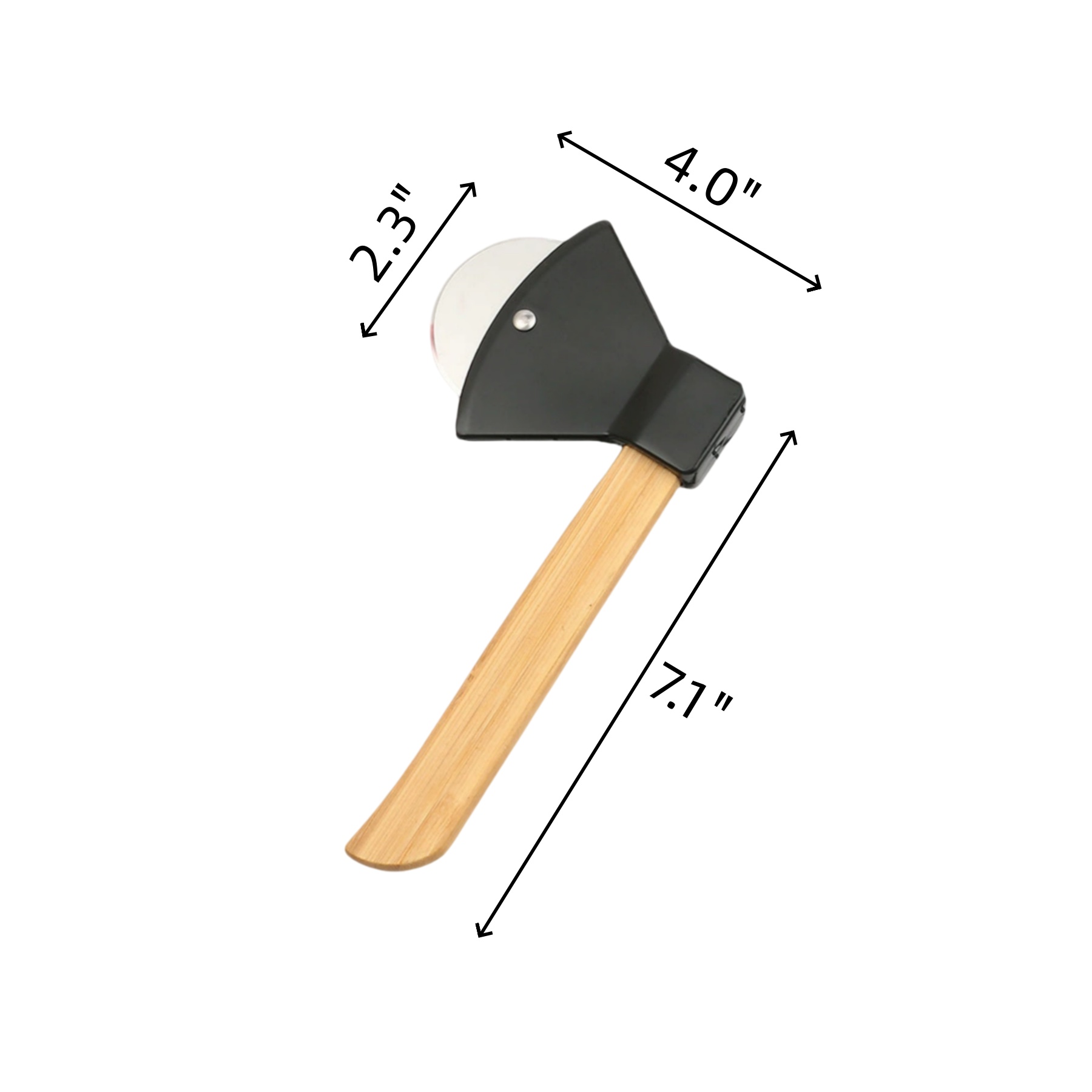 Stainless Steel Axe Pizza Cutter With Bamboo Handle - Image 2