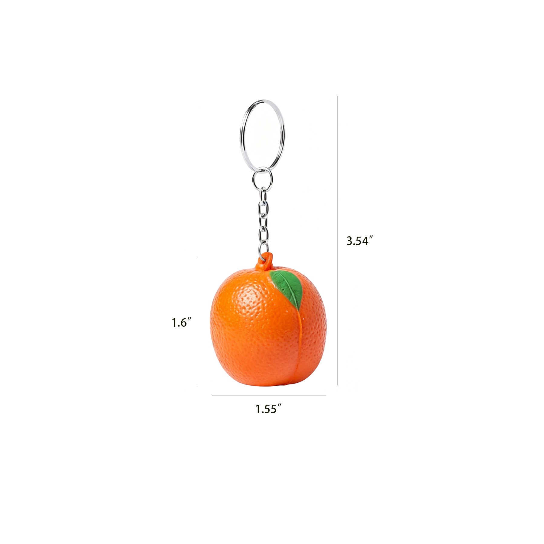 Orange Shape Stress Ball Keychain With Split Ring - Image 2