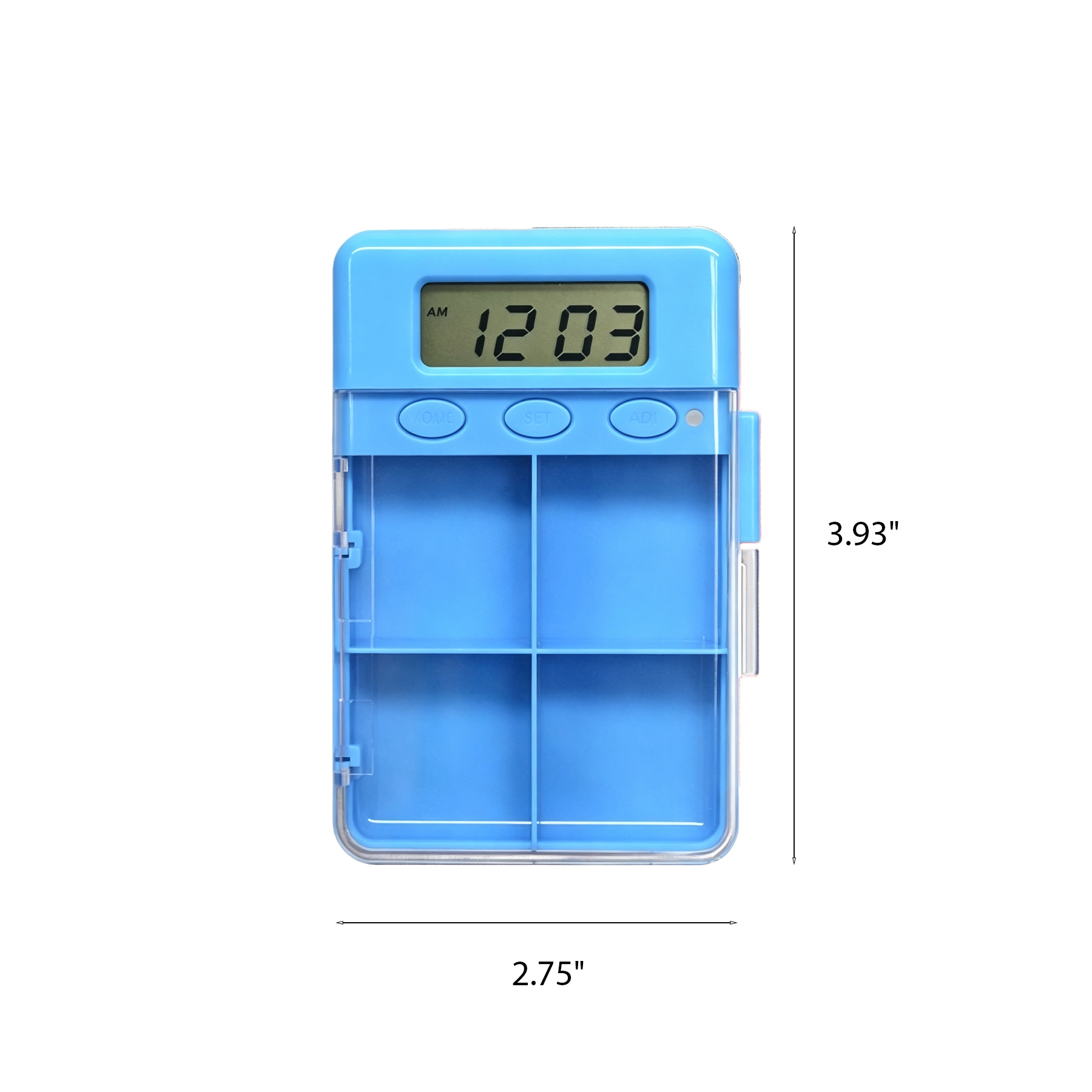 Four Compartment Pill Case With Alarm Reminder Clock - Image 2
