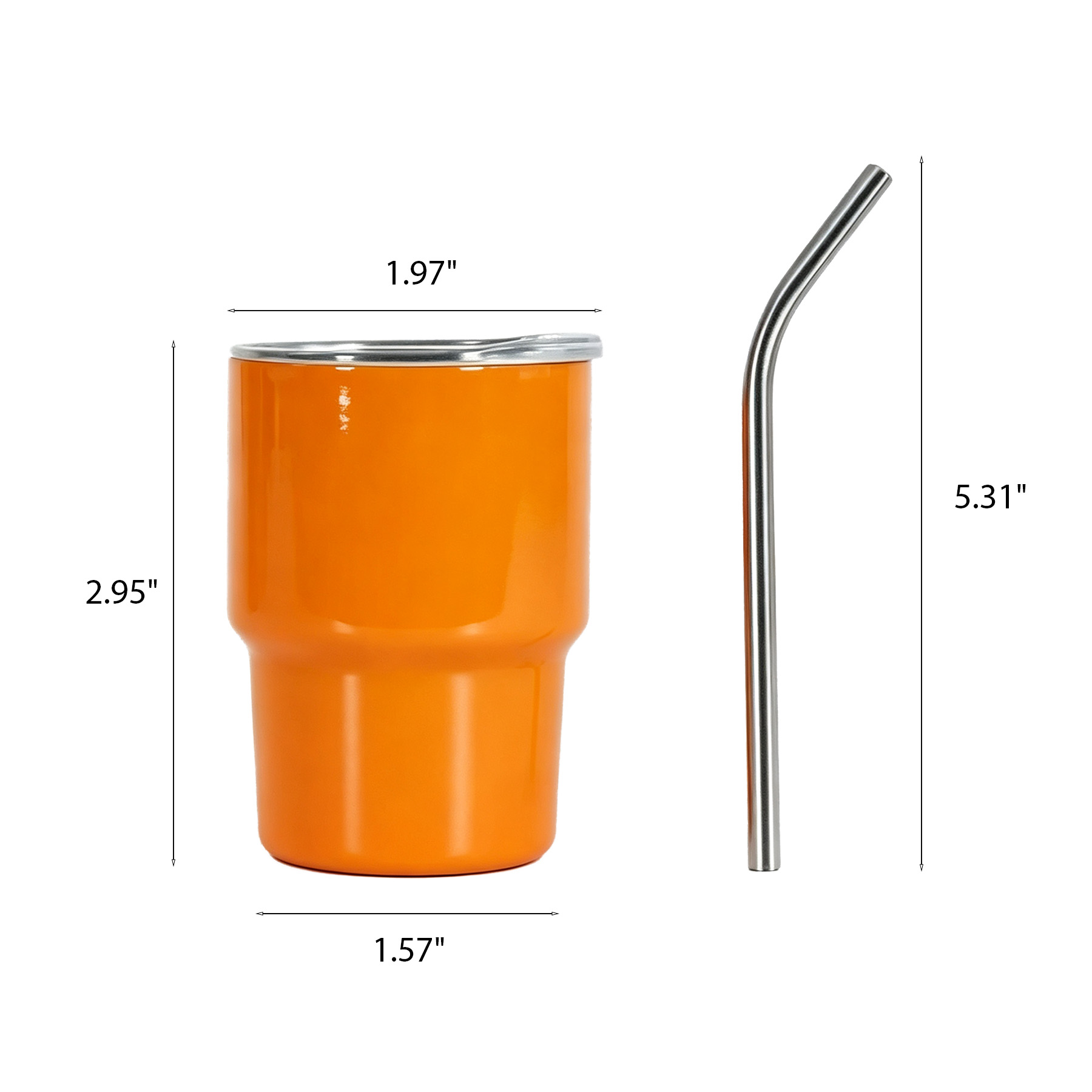 Mini 3 Oz Stainless Tumbler Shot Cup With Lid Straw - Image 2