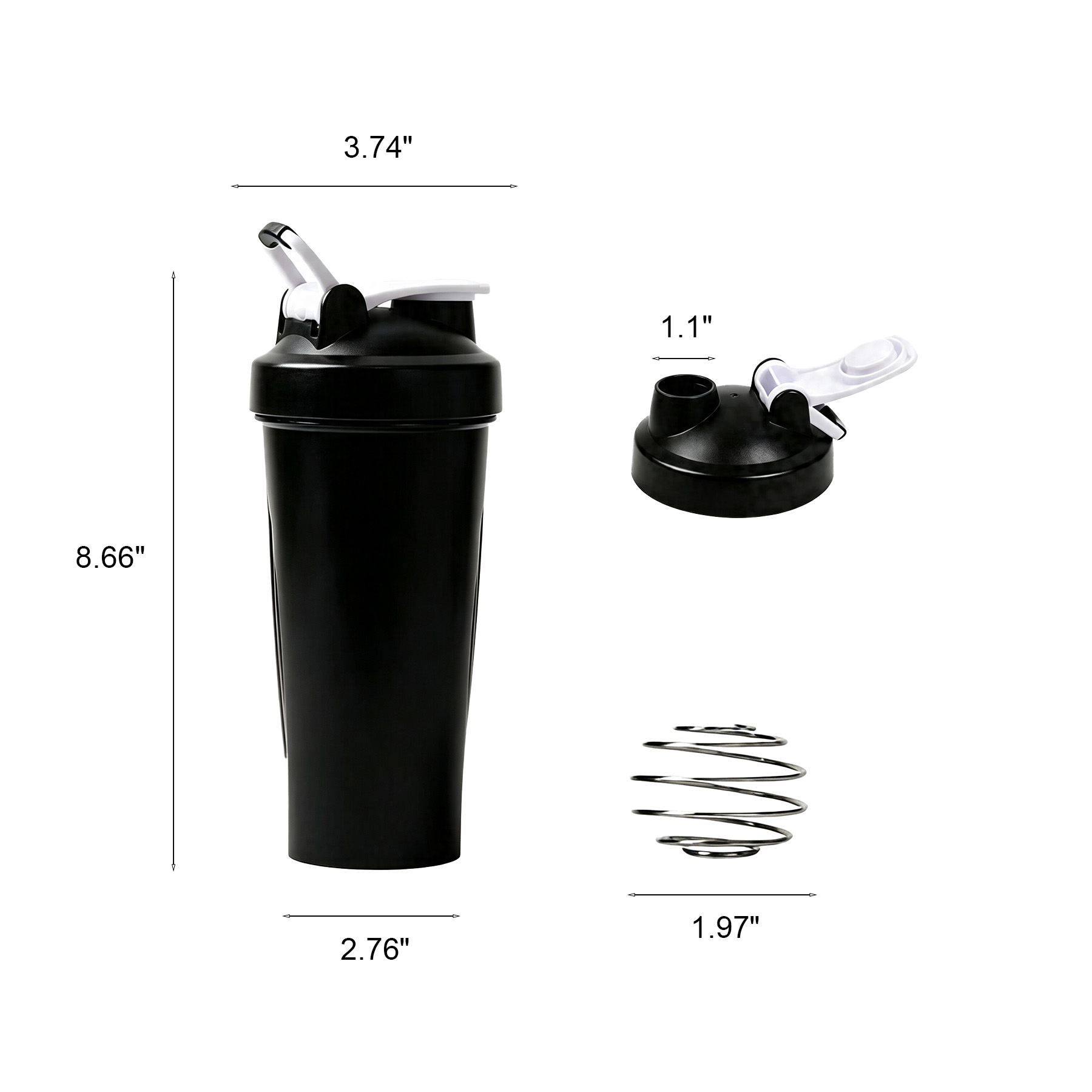 20 Oz Protein Shaker Bottle With Wide Mouth Mixer Cup - Image 2