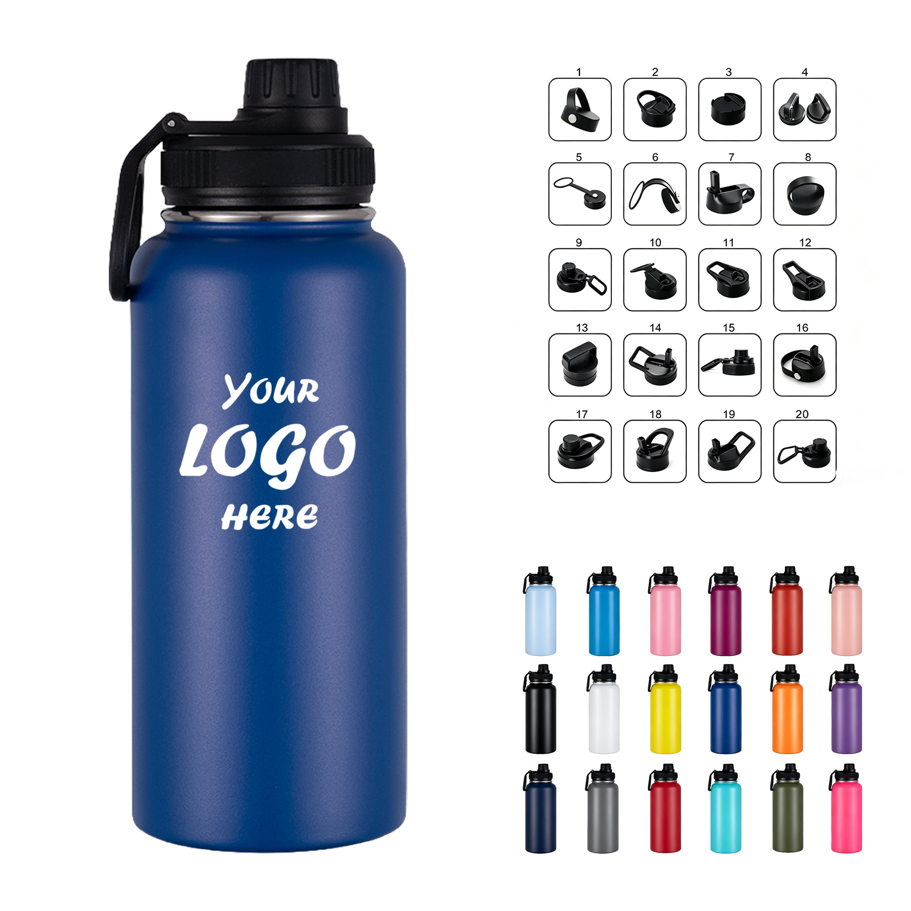 32 Oz Wide Mouth Insulated Stainless Water Bottle Flask - Image 2