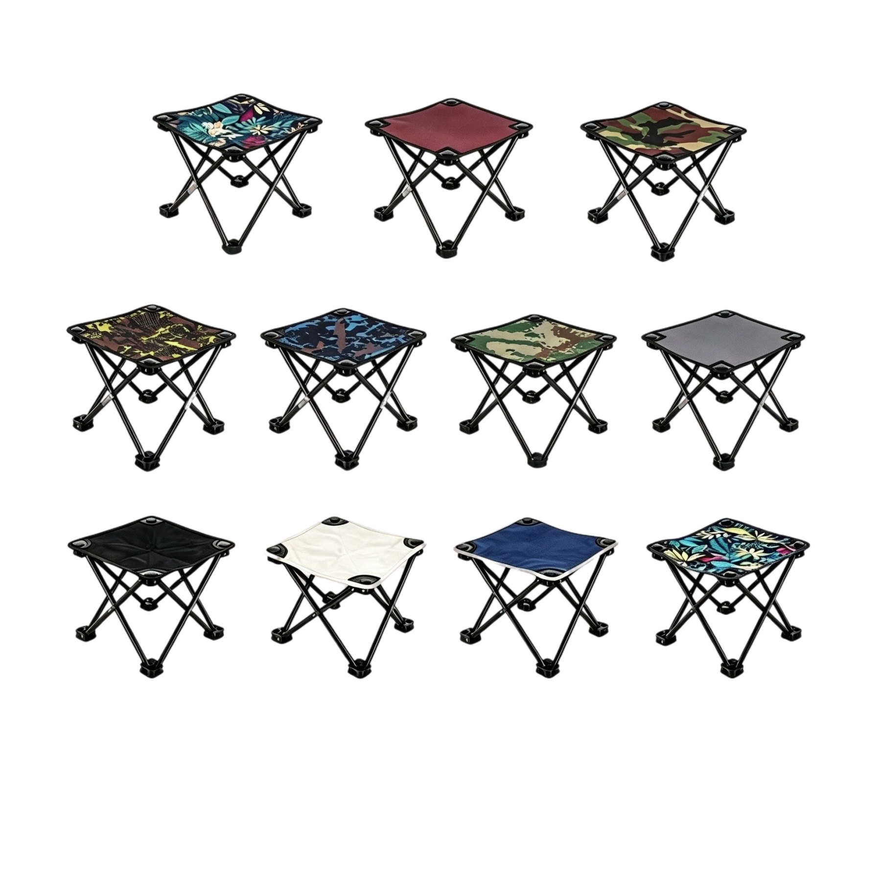 Portable Folding Oxford Camping Stool With Steel Frame - Image 3