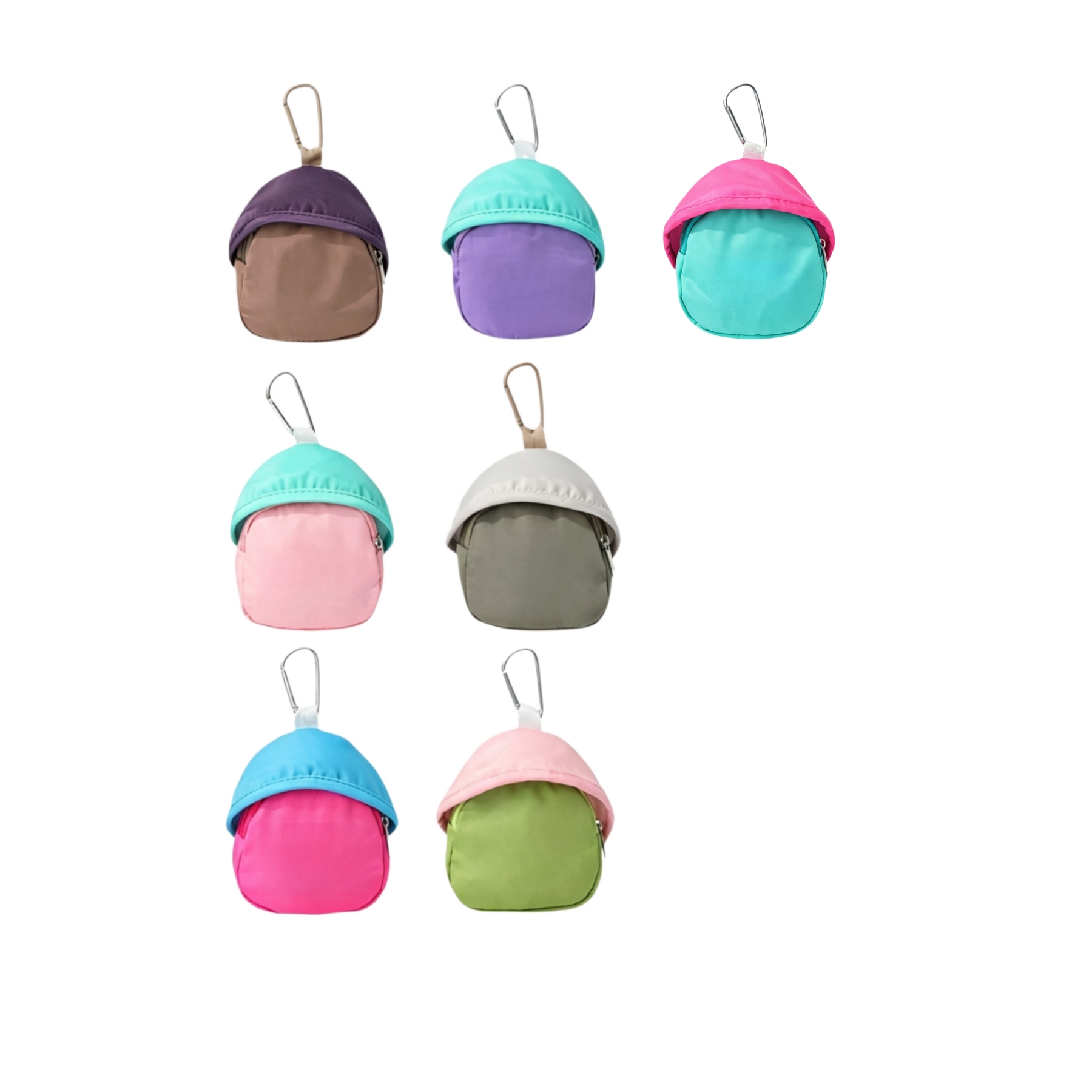 Mini Polyester Zipper Coin Purse With Keychain Ring - Image 3