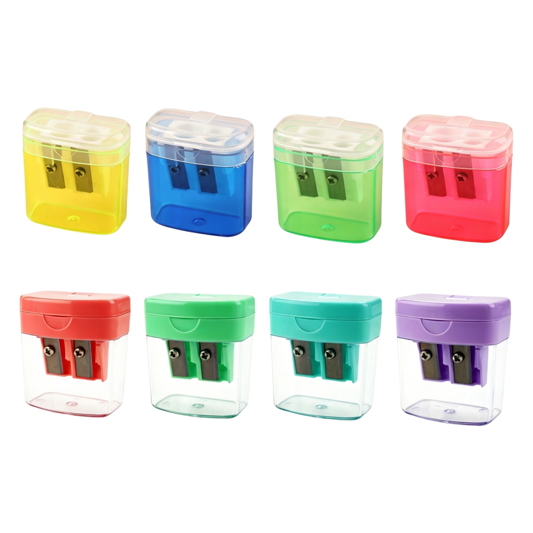 Transparent Dual-Hole Pencil Sharpener With Storage Box - Image 3