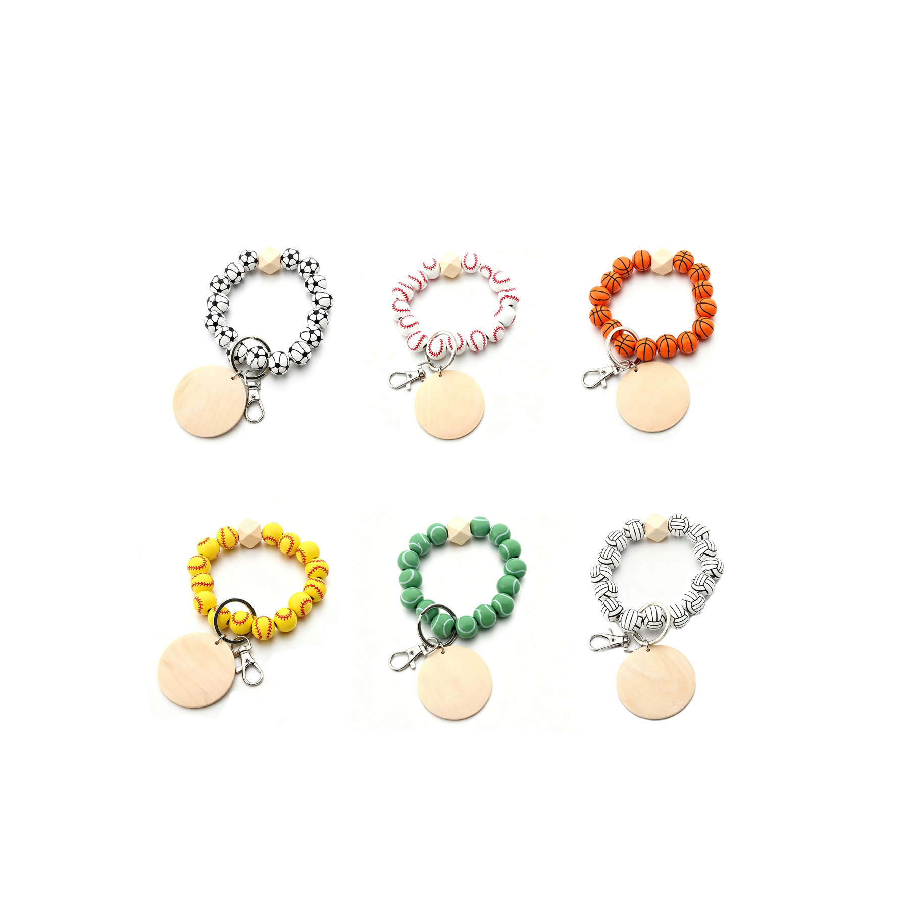Sports Ball Beaded Bracelet Keychain For Team Fans - Image 3