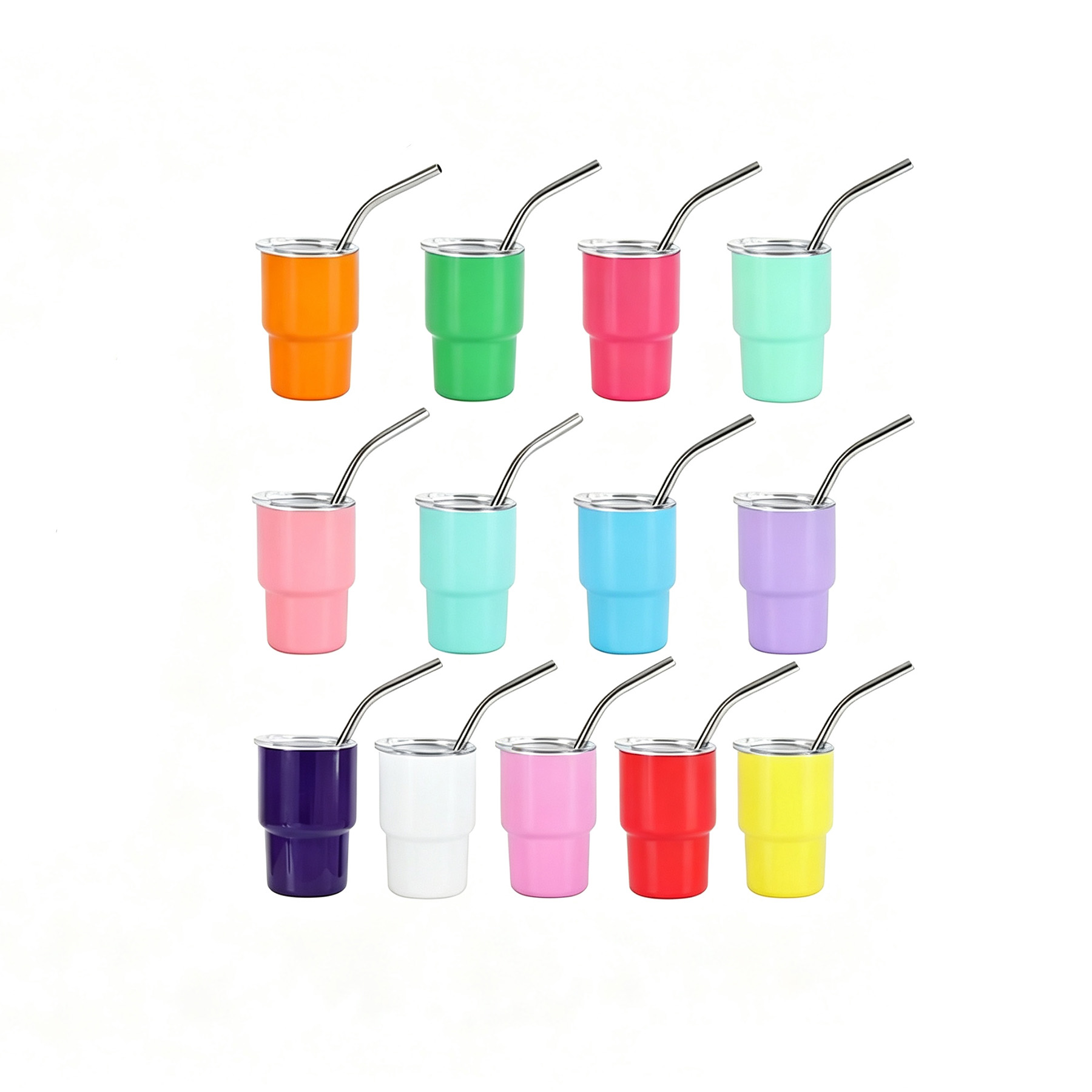 Mini 3 Oz Stainless Tumbler Shot Cup With Lid Straw - Image 3