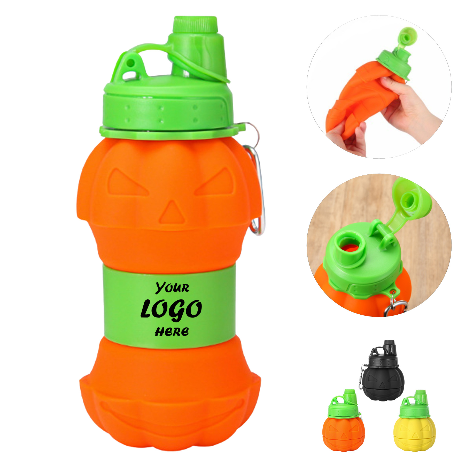 18 Oz Halloween Pumpkin Collapsible Silicone Water Cup