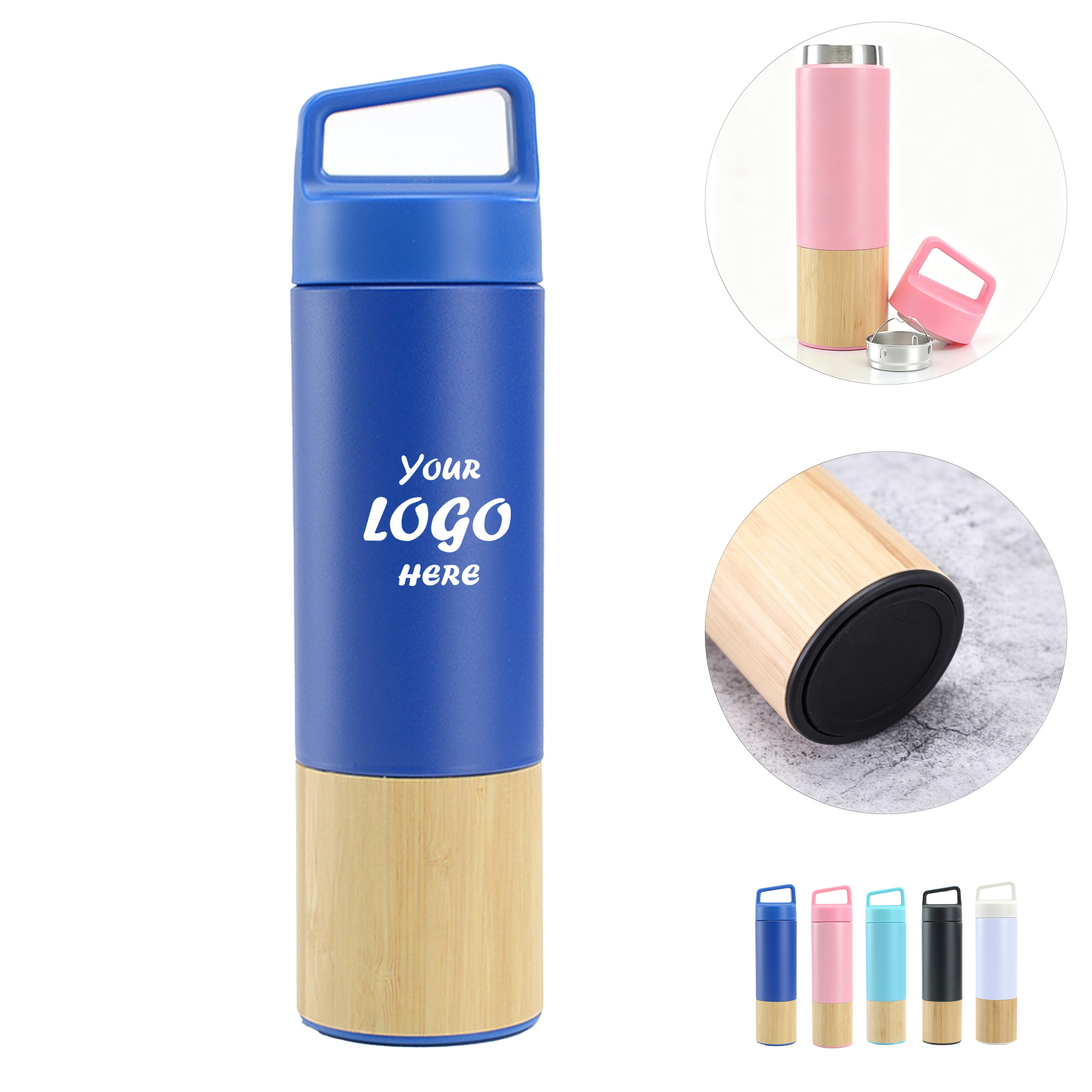 20 Oz Stainless Steel Insulated Tumbler With Bamboo Base
