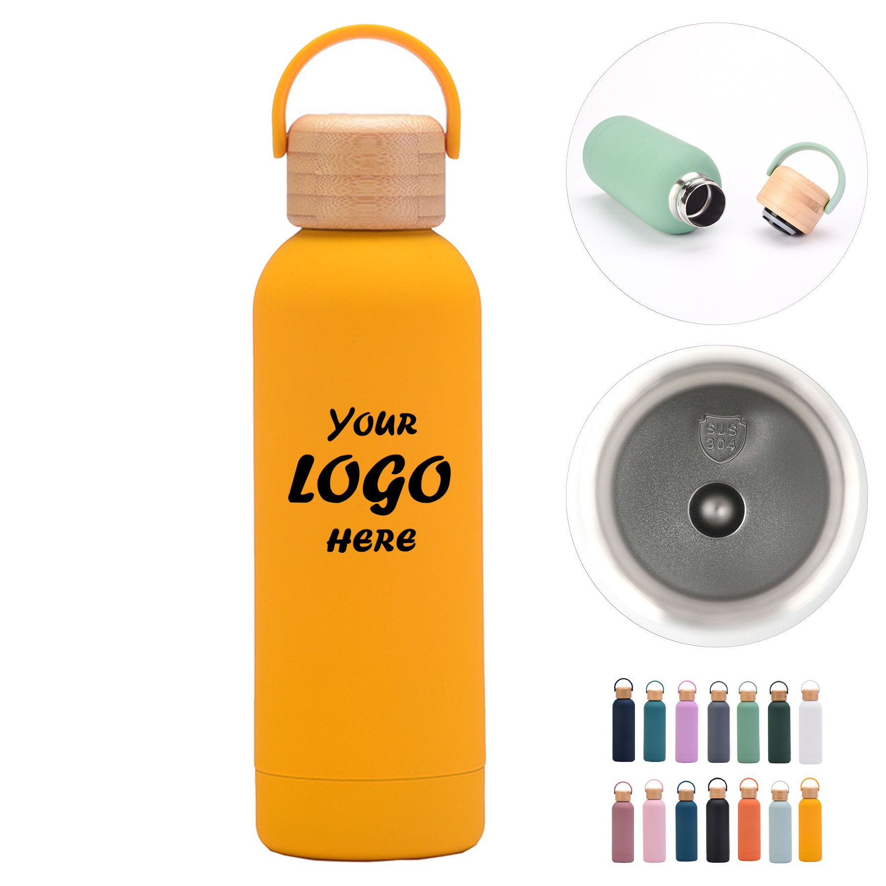 17 Oz Stainless Steel Insulated Bottle With Bamboo Lid