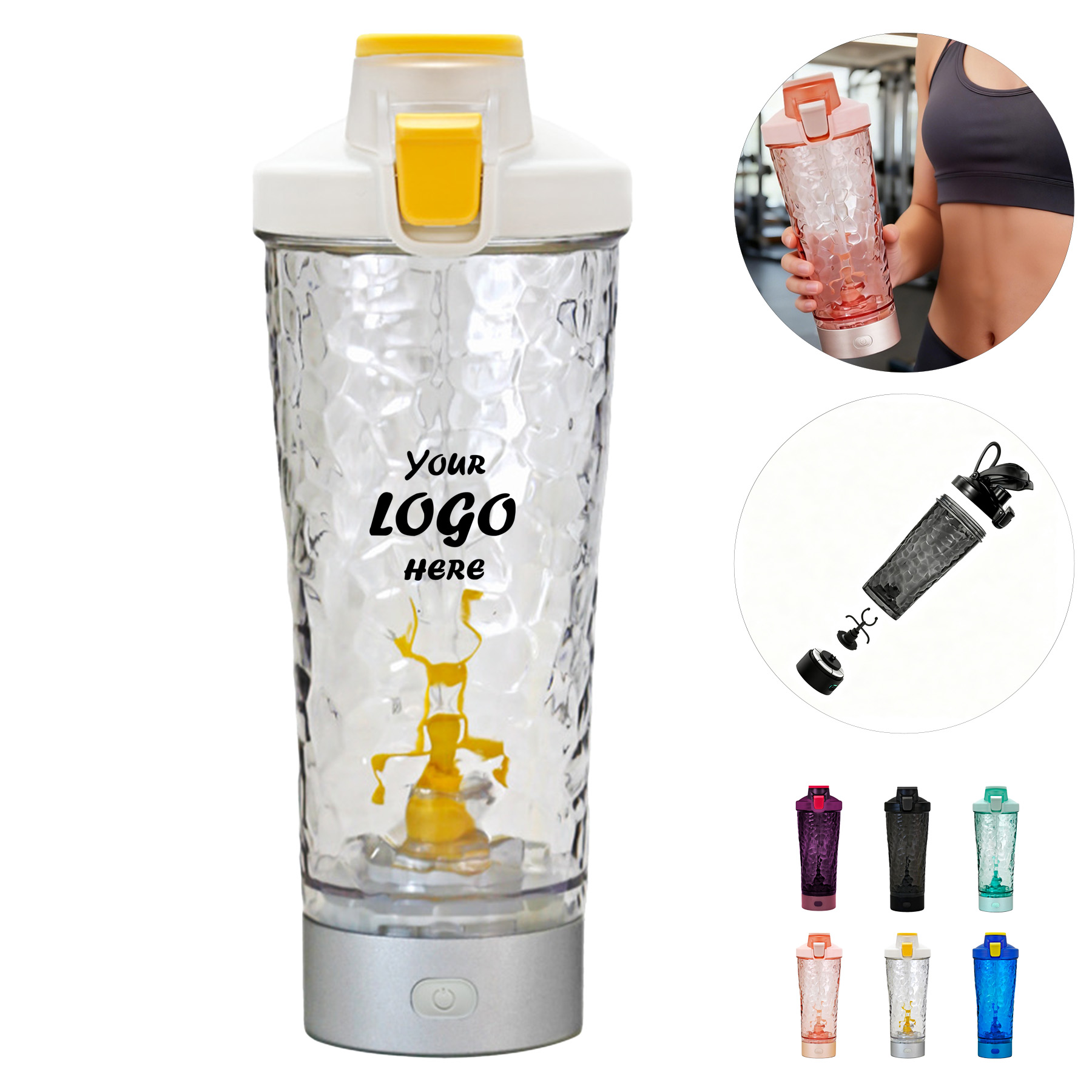 24 Oz Rechargeable Electric Shaker Bottle With Vortex Mixer