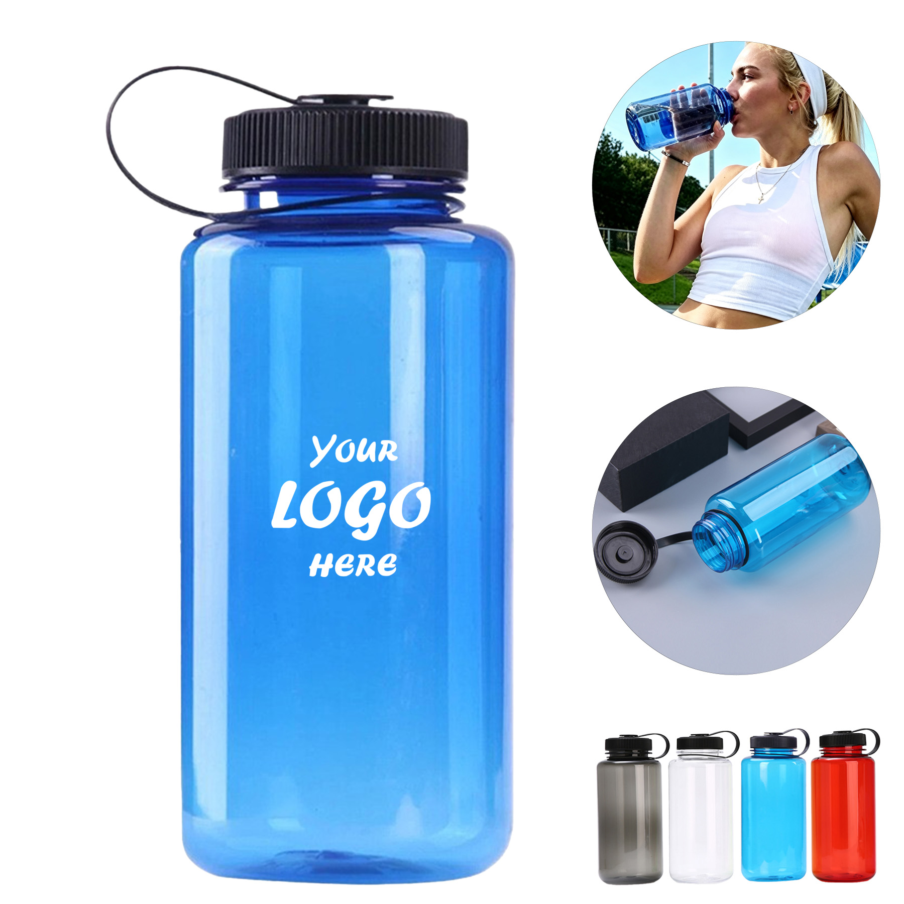32 Oz Reusable BPA-Free Wide Mouth Leakproof Water Bottle
