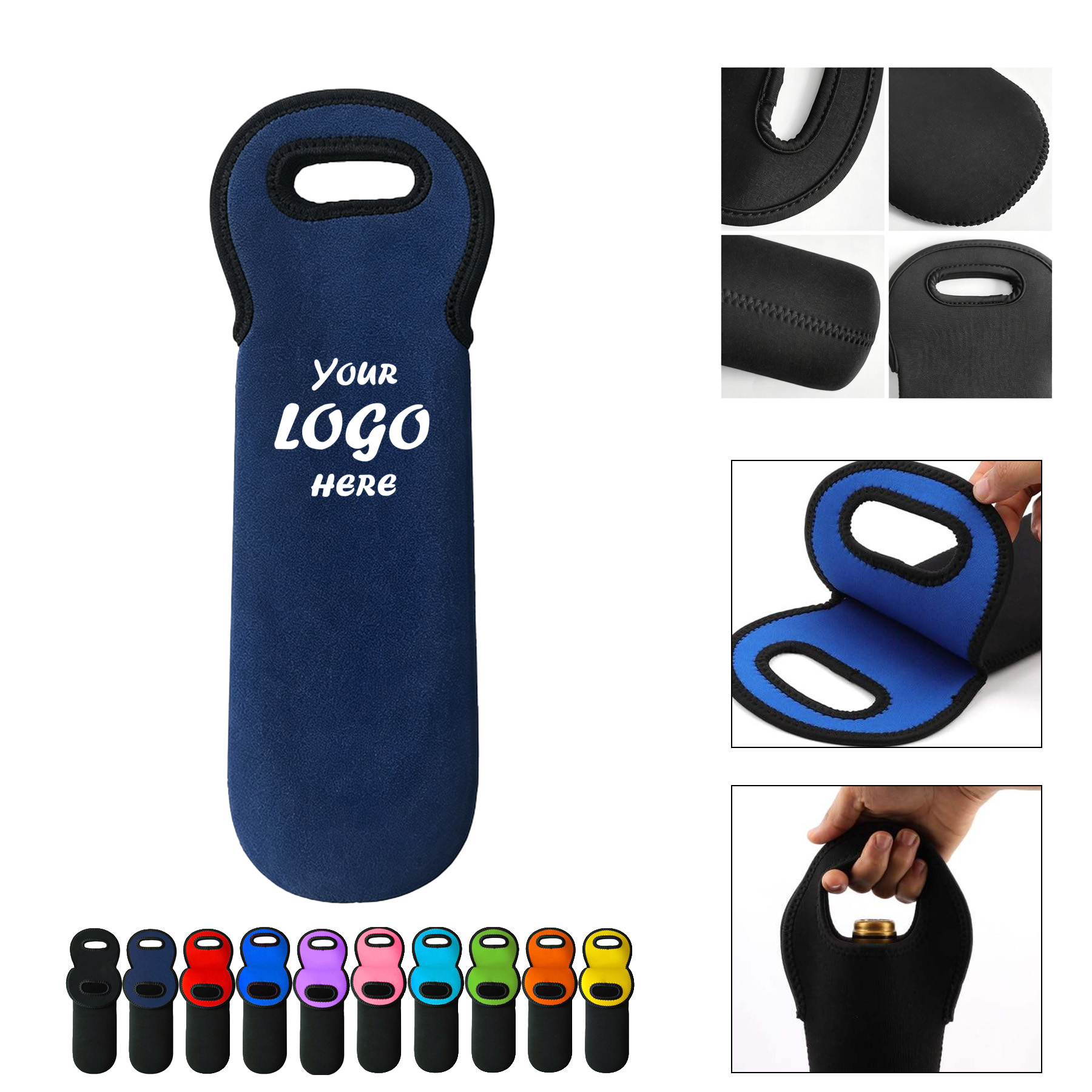Insulated Neoprene Wine Tote Bag With Accessory Pocket