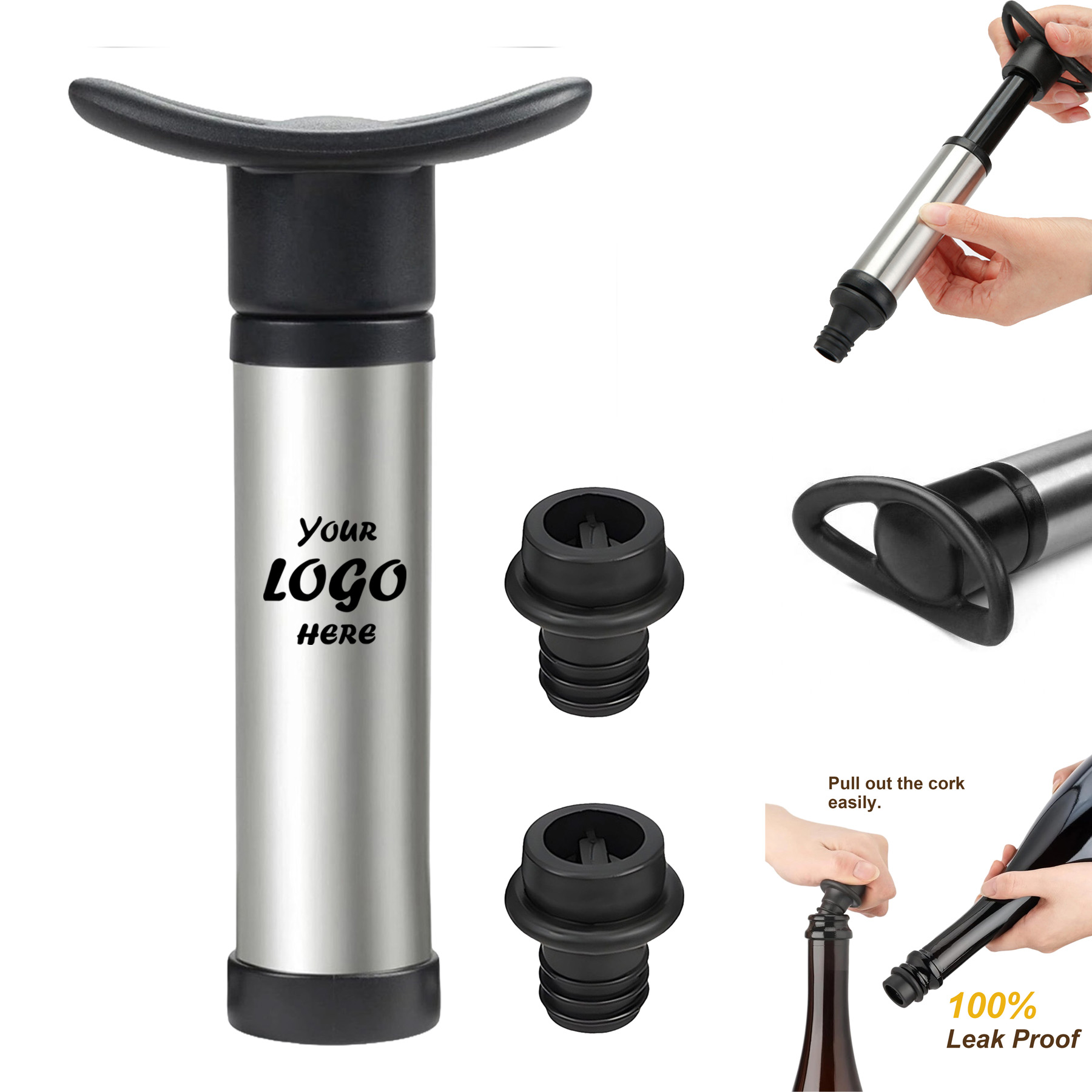 Vacuum Wine Saver Pump Set With Reusable Bottle Stoppers