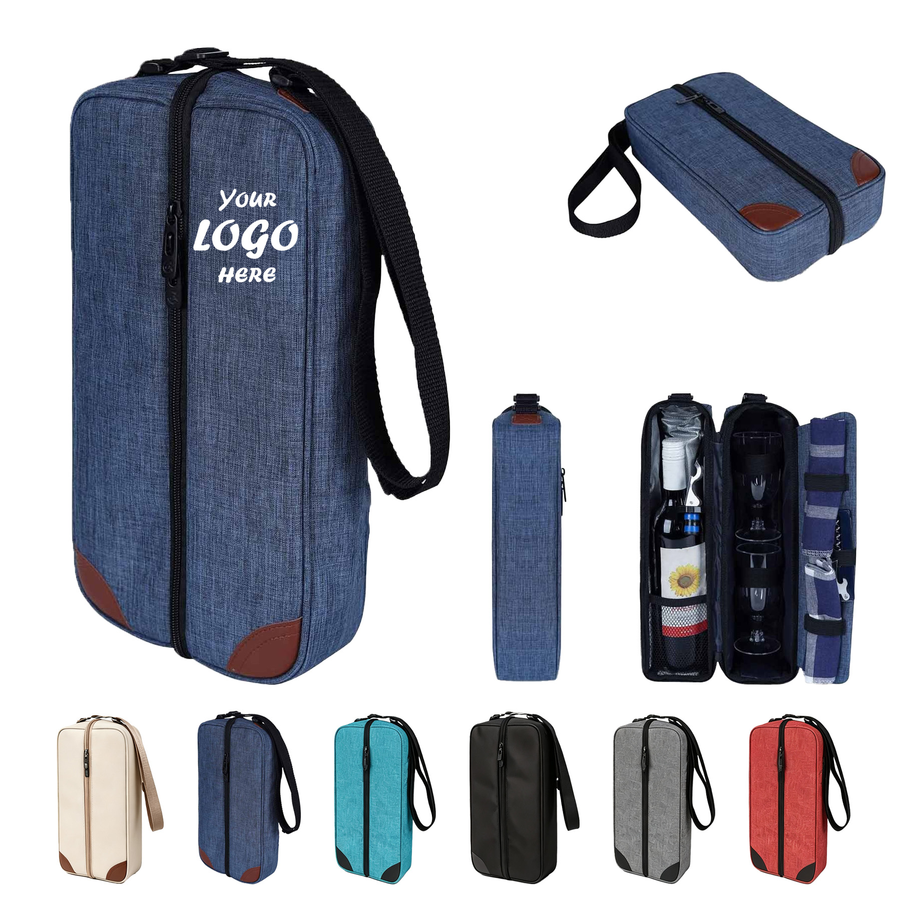 Insulated Two Bottle Wine Tote With Picnic Accessories