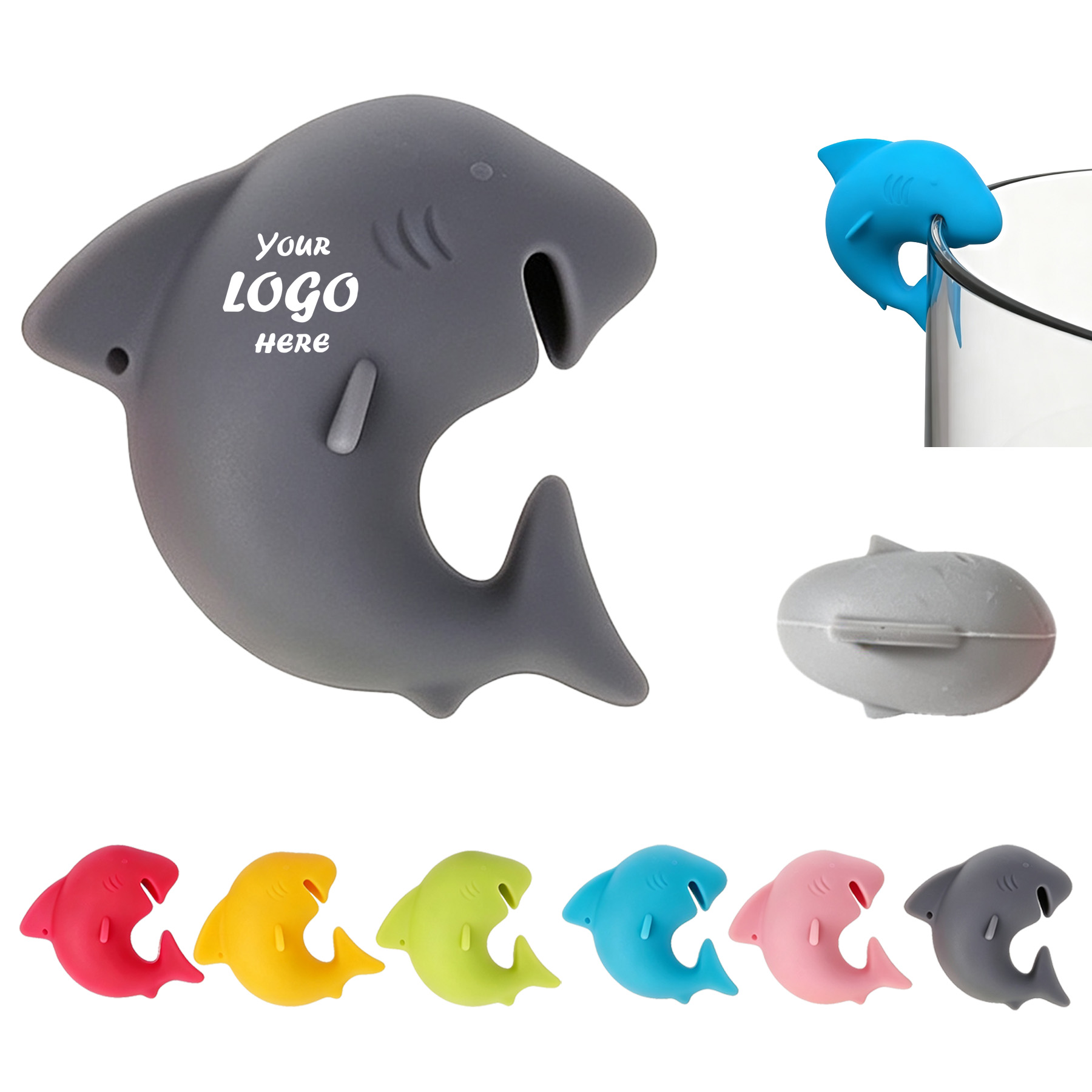 Shark Silicone Wine Glass Marker And Tea Bag Holder