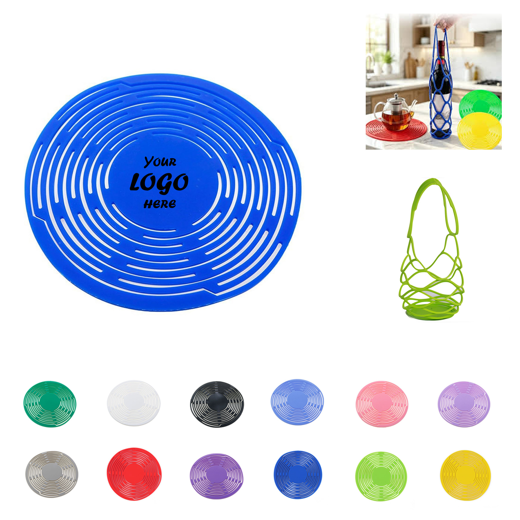 Stretchable Silicone Wine Bottle Carrier And Table Mat