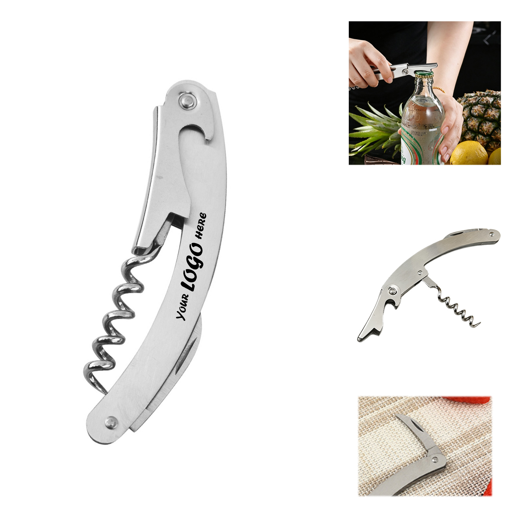 Portable 3-in-1 Wine Opener Corkscrew With Foil Knife