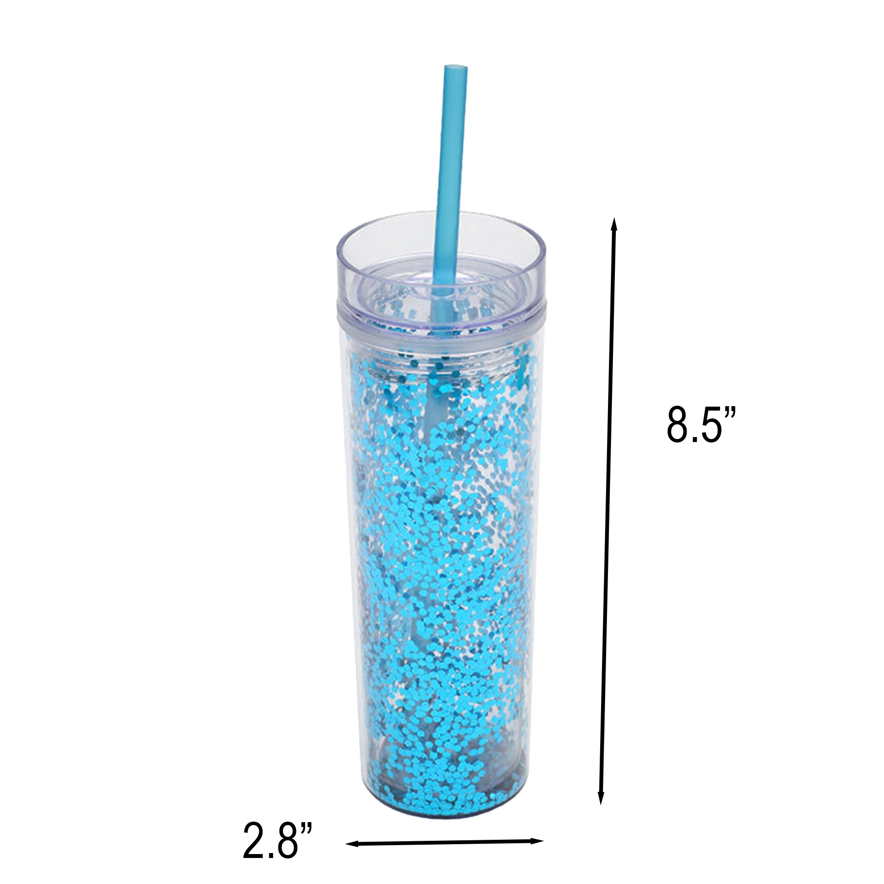16 Oz Glitter Double Wall Straw Tumbler For Cold Drinks - Image 2