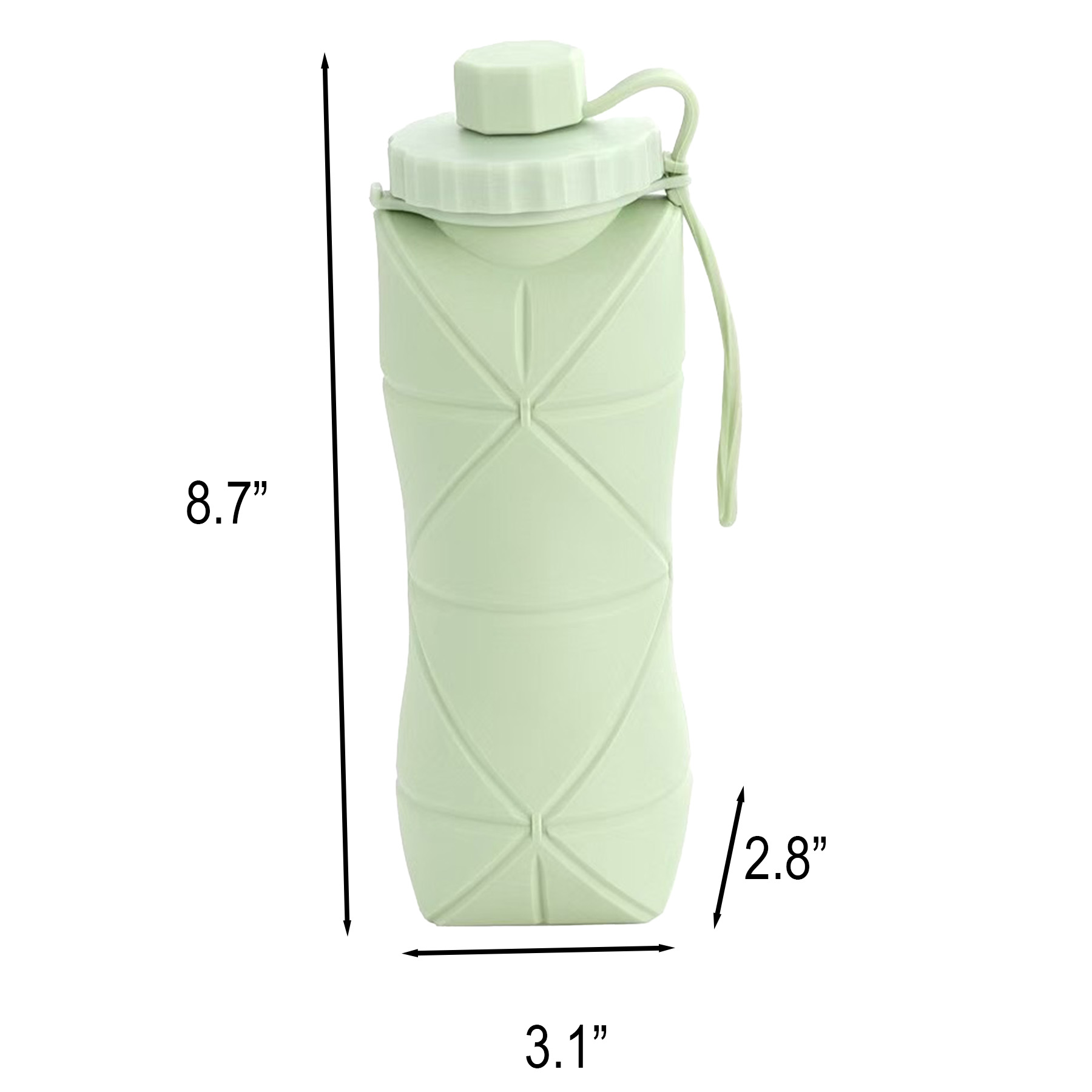 20 Oz Reusable Collapsible BPA-Free Silicone Water Bottle - Image 2