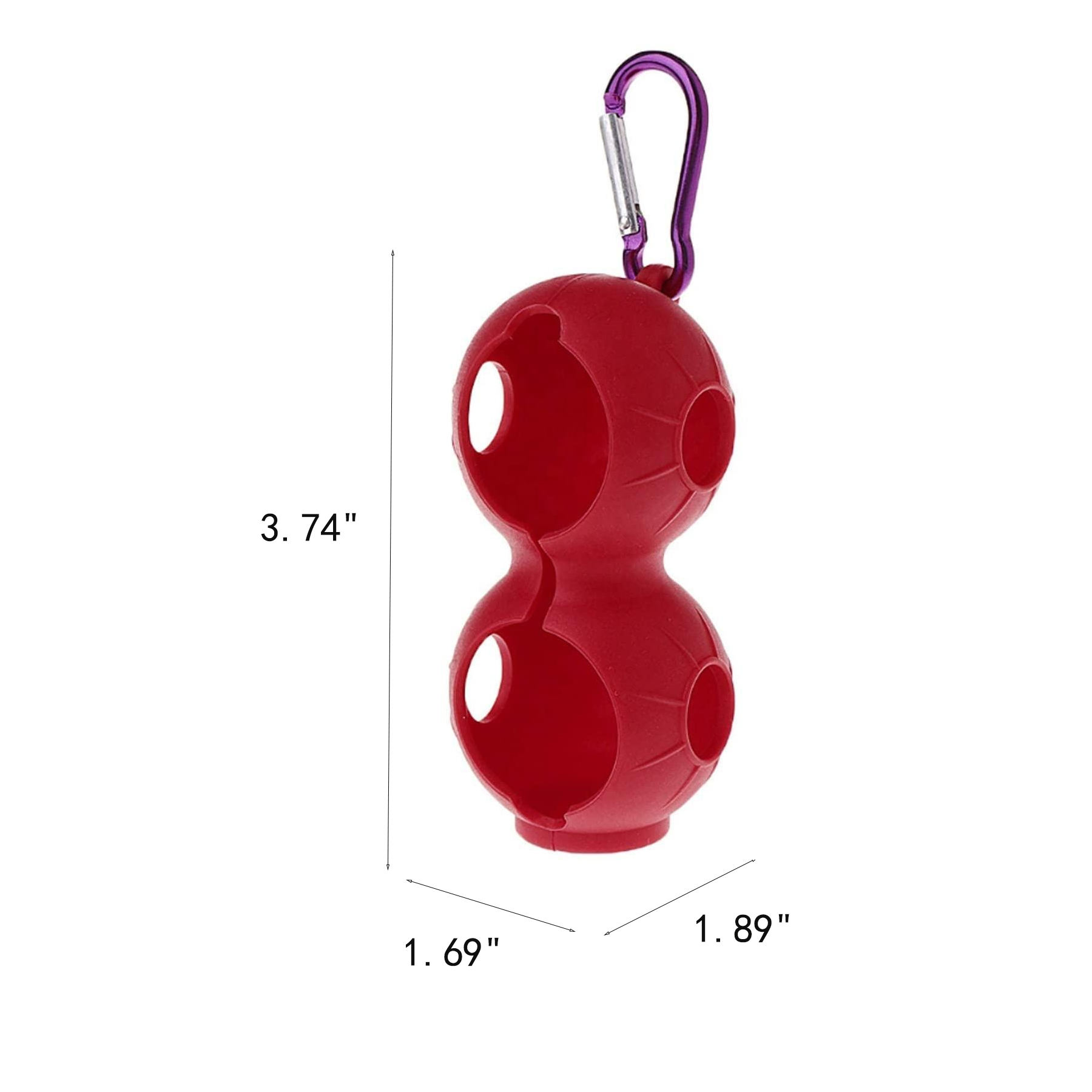 Silicone Duo Golf Ball Holder With Metal Carabiner - Image 2