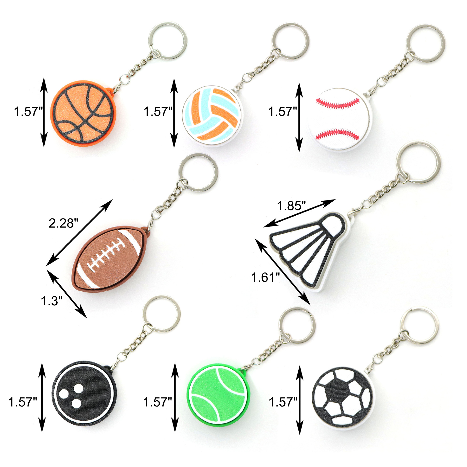 3D Printed Sports Ball Fidget Keychain For Backpacks - Image 2