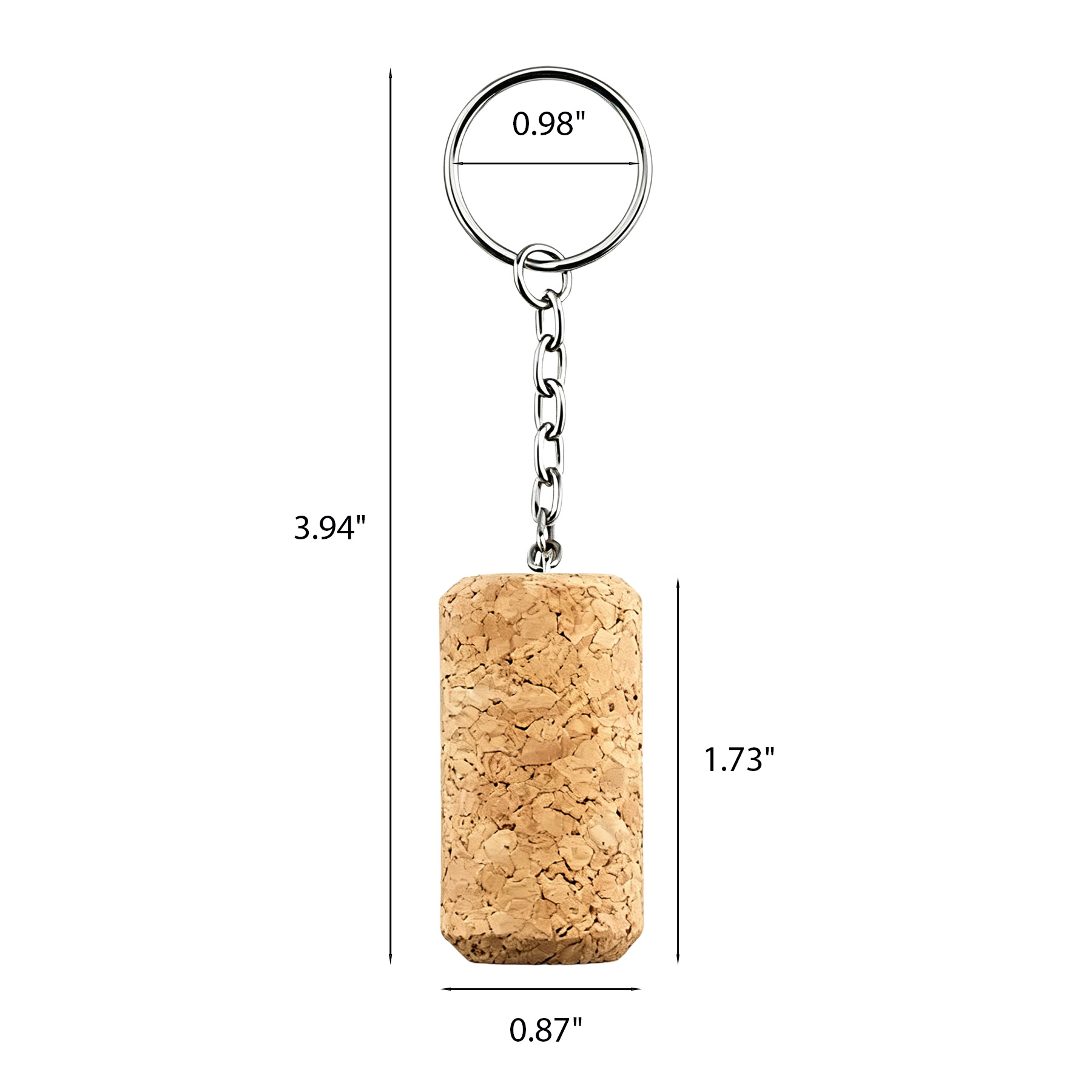 Natural Cork Wine Bottle Keyring With Metal Key Ring - Image 2