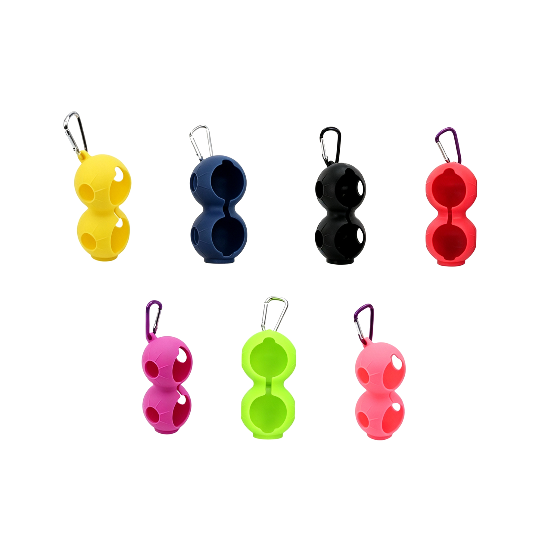 Silicone Duo Golf Ball Holder With Metal Carabiner - Image 3