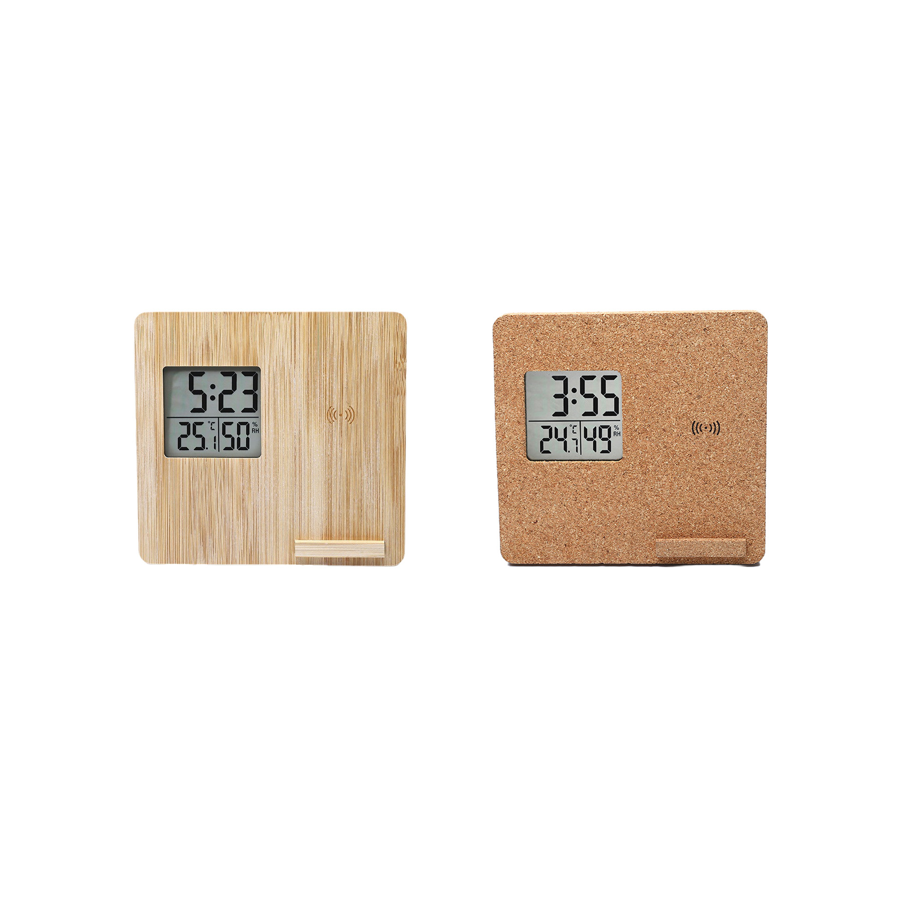 Bamboo Weather Clock With Humidity And Phone Charging - Image 3