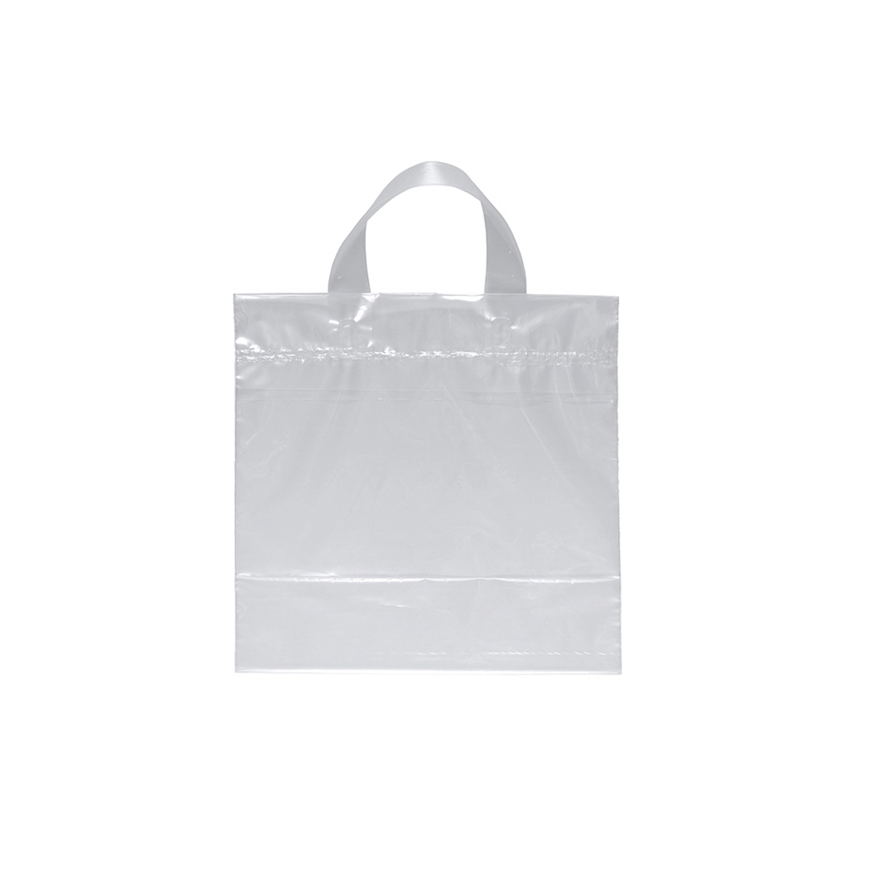 Clear Soft Loop Handle Plastic Bag With Bottom Gusset - Image 3