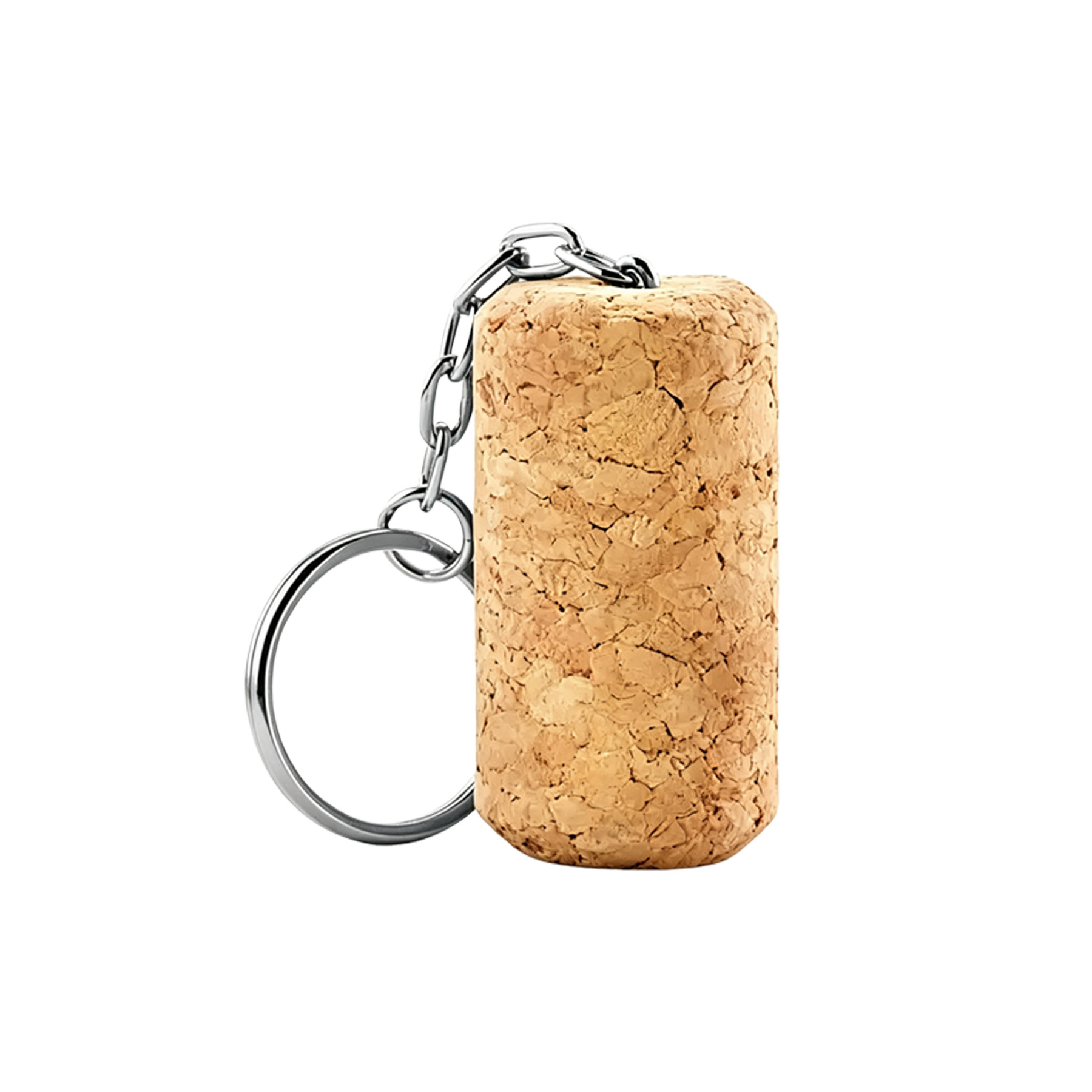 Natural Cork Wine Bottle Keyring With Metal Key Ring - Image 3
